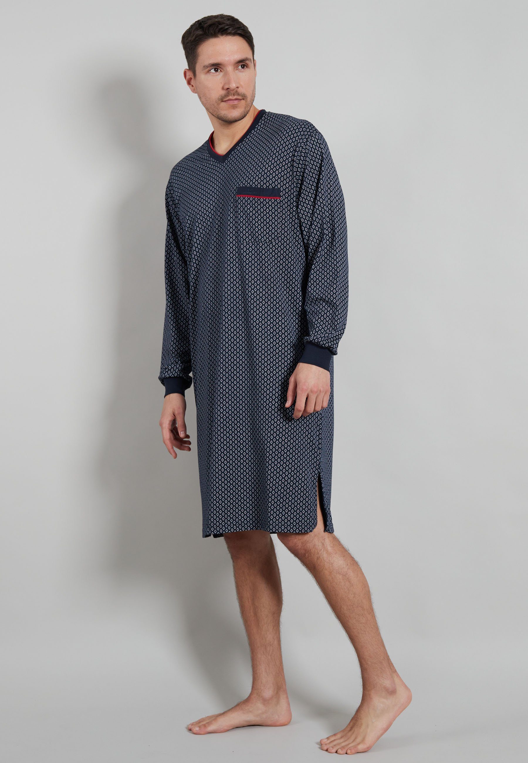 GÖTZBURG Nachthemd GÖTZBURG Herren Nachthemd blau bedruckt (1-tlg)