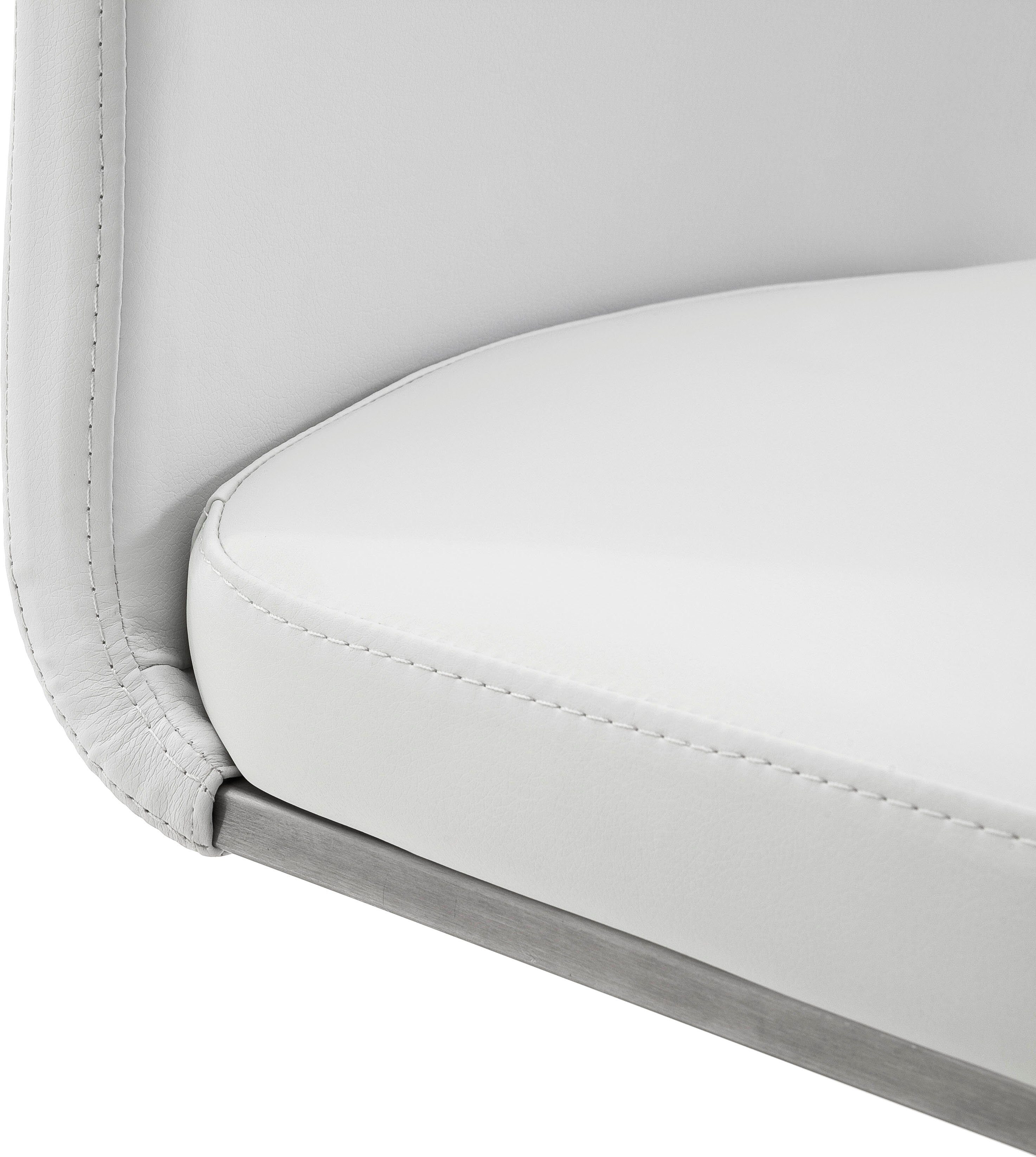 mit Kg (Set, weiß belastbar Stuhl Echtlederbezug, Freischwinger furniture weiß | MCA 130 Arco St), bis 2