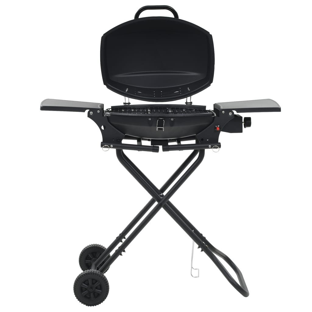 vidaXL Holzkohlegrill Tragbarer Gasgrill mit Brenner Schwarz