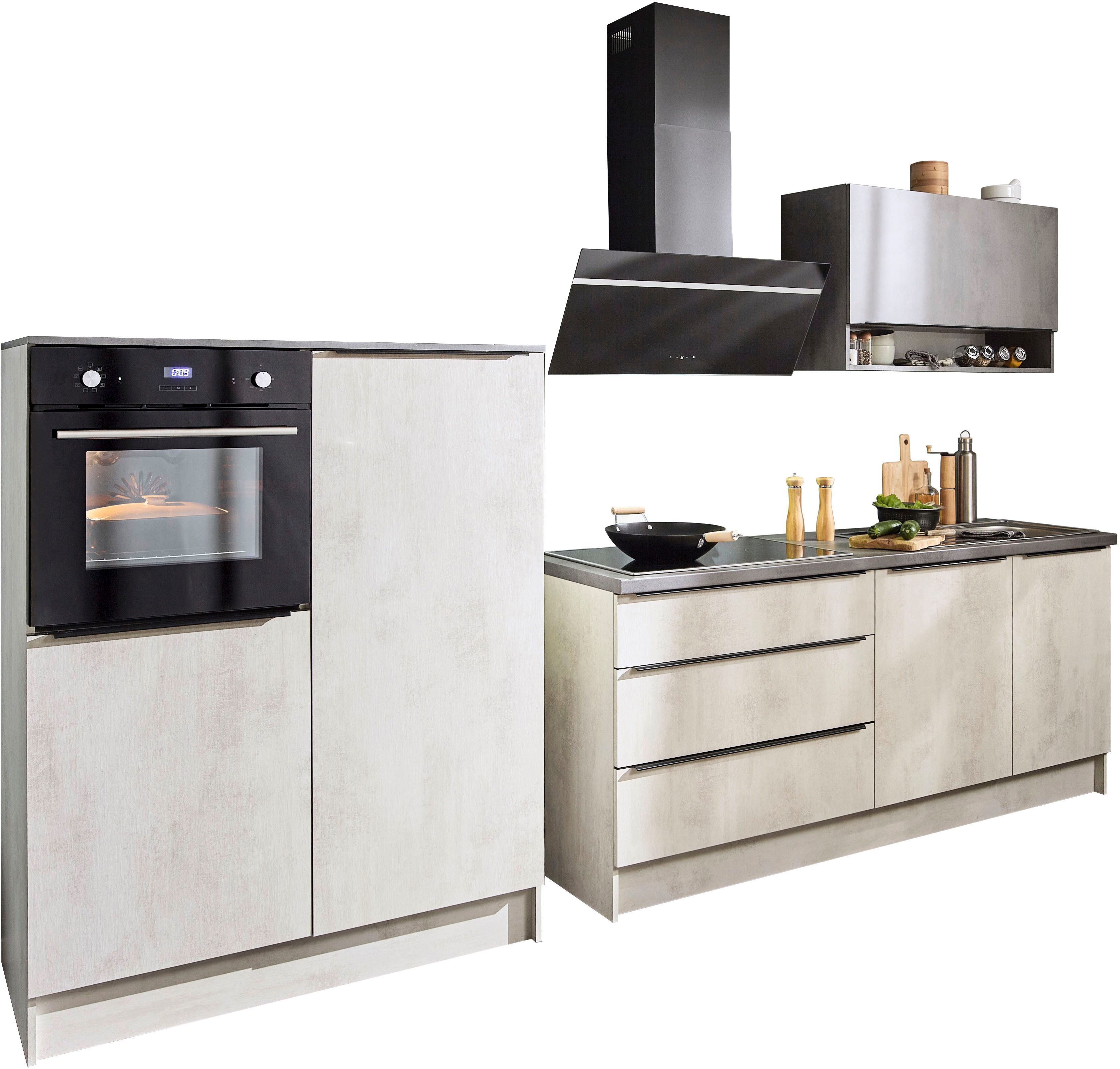 BASIC by Balculina Küchenzeile Boston, Breite 200 + 123 cm, wahlweise mit E-Geräten