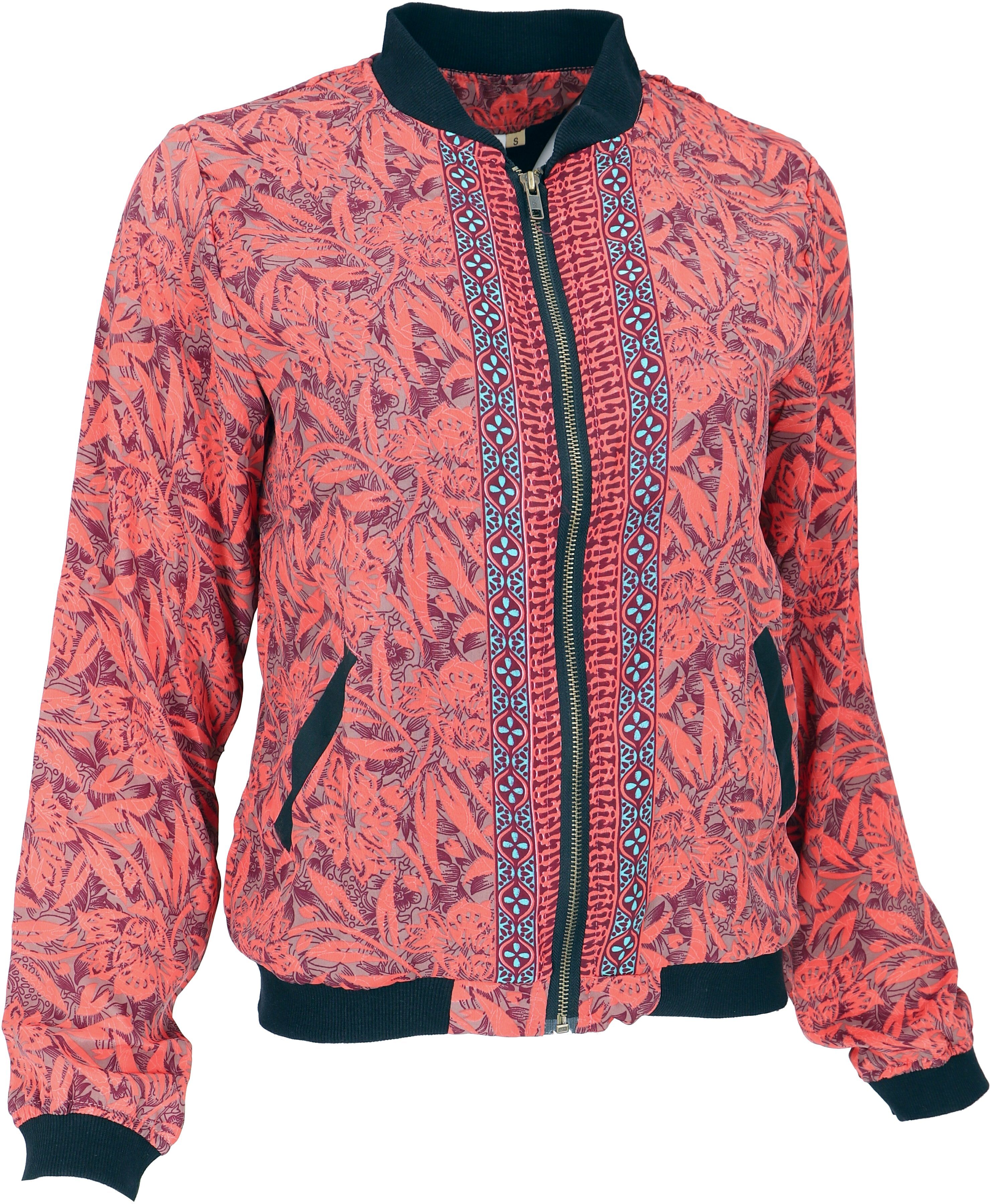 Boho Guru-Shop - Style lachsrot Langjacke Bomberjacke