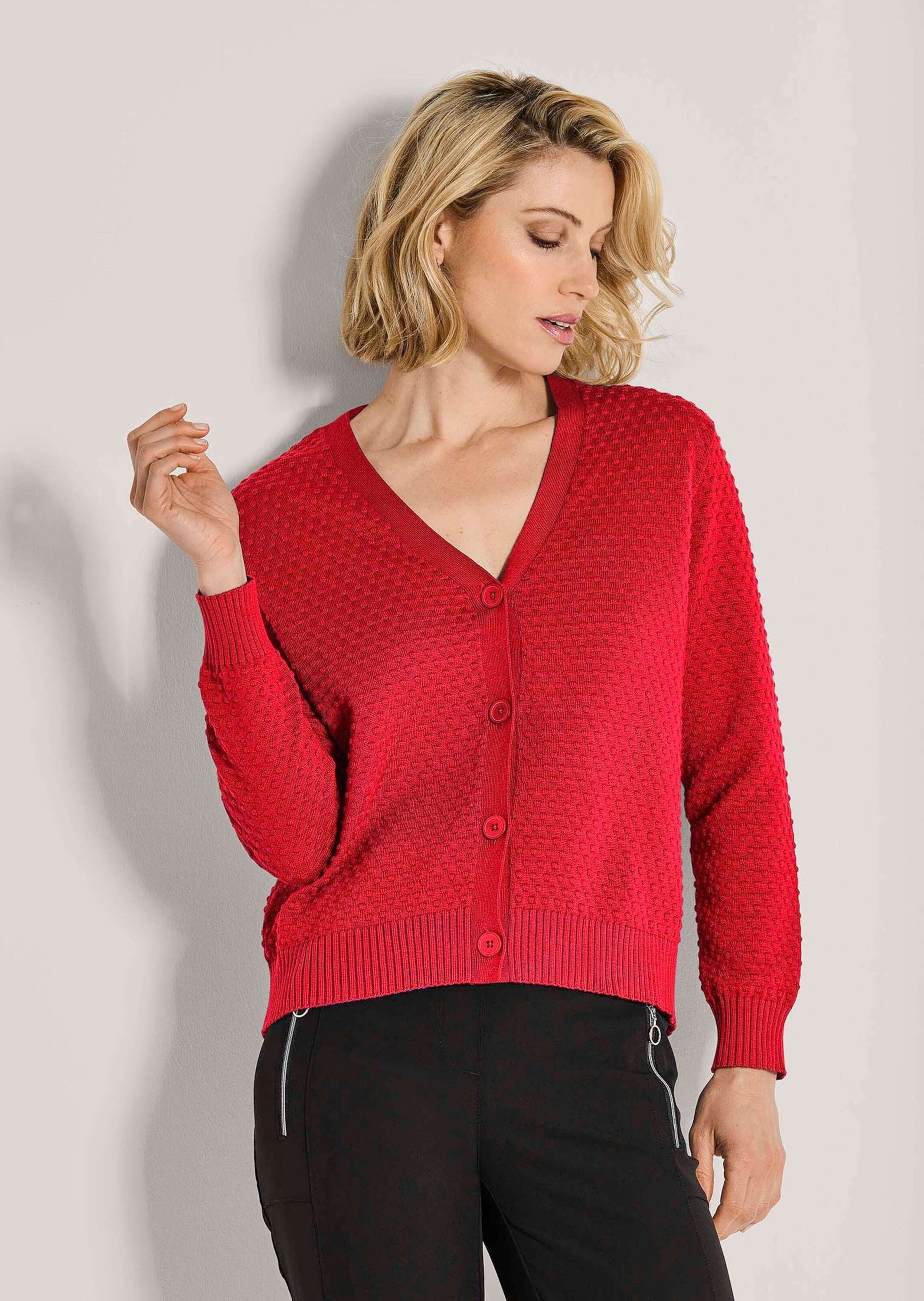 MADELEINE Strickjacke Eleganter Cardigan mit V-Ausschnitt Jacke mit Noppenstruktur, Knopfleiste und Langarm