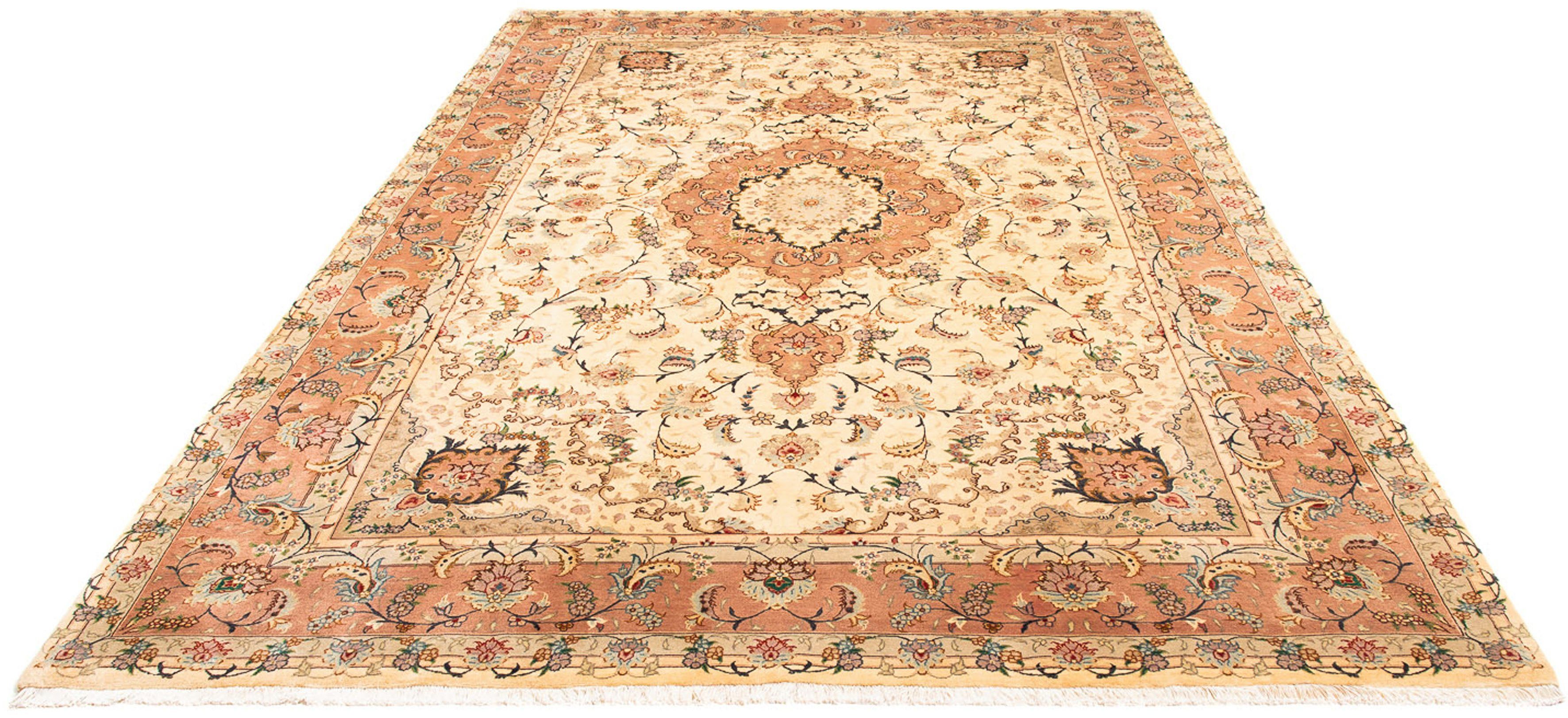Orientteppich Perser - Täbriz - Royal - 305 x 201 cm - beige, morgenland, rechteckig, Höhe: 7 mm, Wohnzimmer, Handgeknüpft, Einzelstück mit Zertifikat | Kurzflor-Teppiche