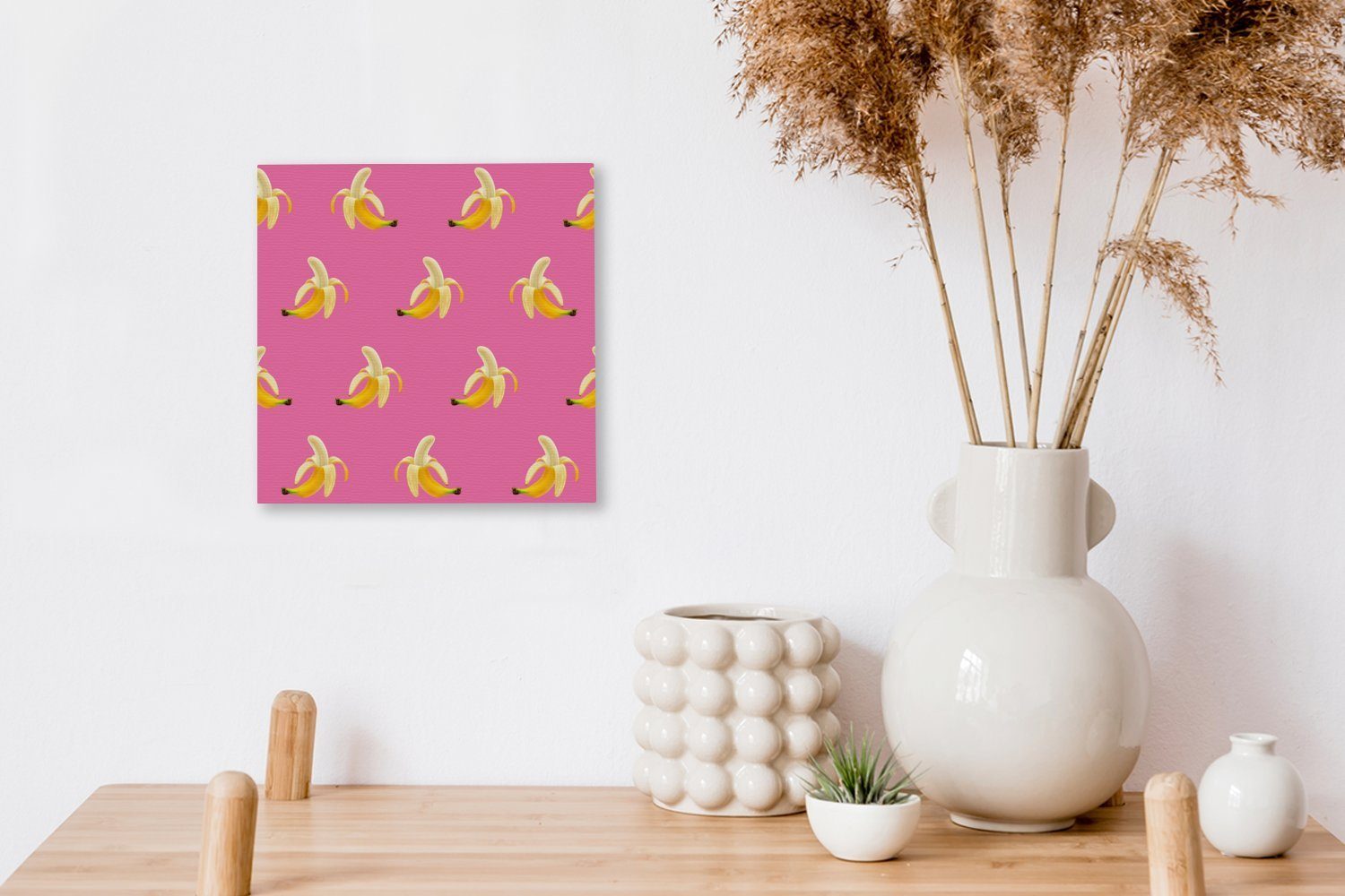 OneMillionCanvasses® Leinwandbild Banane - - Muster Rosa, für Schlafzimmer St), Leinwand (1 Wohnzimmer Bilder