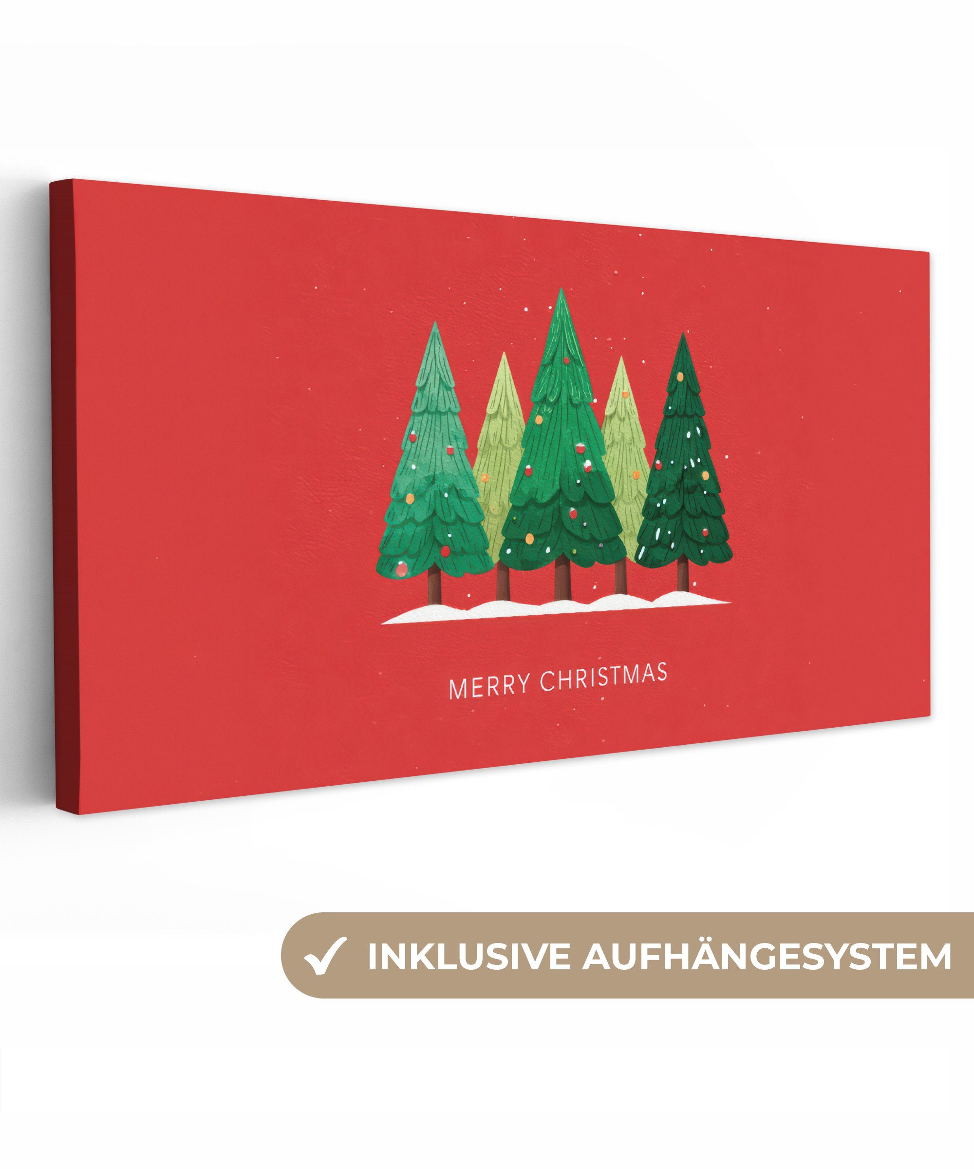 OneMillionCanvasses® Leinwandbild Panorama Minimalistisch - Weihnachtsbäume günstig online kaufen