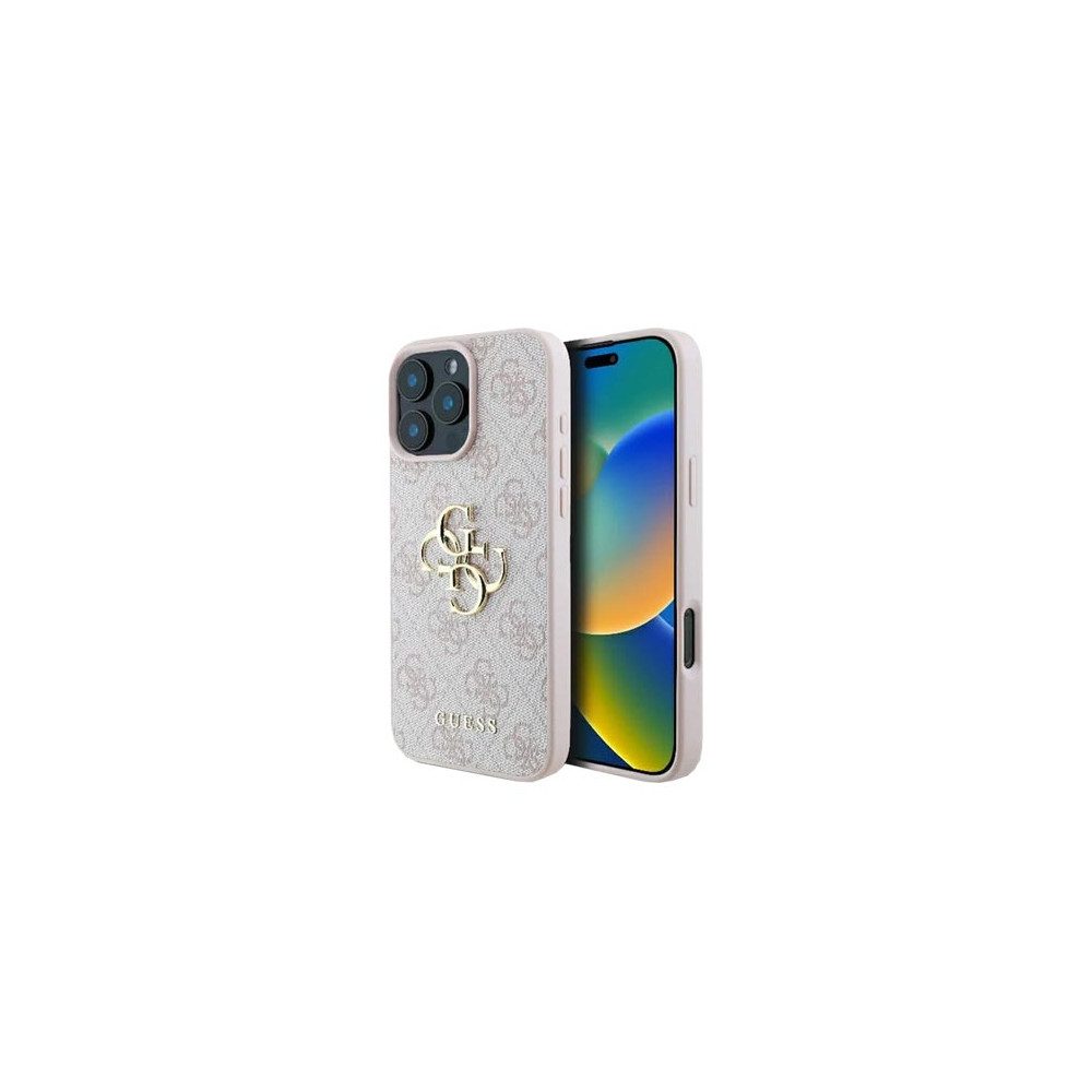 Guess Handyhülle GUESS Hard Cover 4G Metall-Logo Pink für iPhone 16 Apple iPhone 16