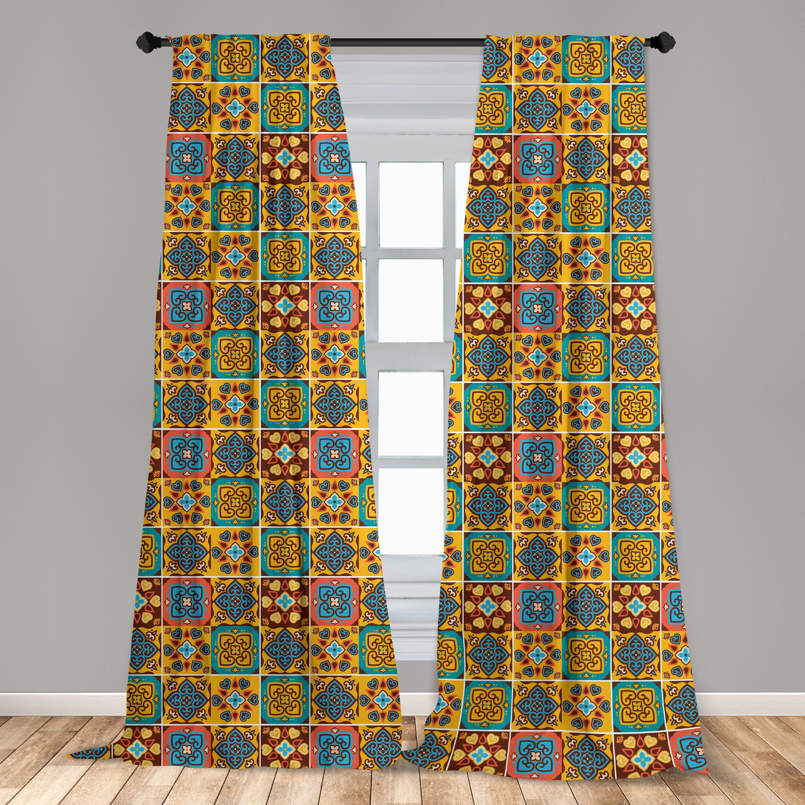 Wohnzimmer Schlafzimmer Dekor, Gardine traditionell für Vorhang Azulejo Abakuhaus, Microfaser, Fliesen-Mosaik