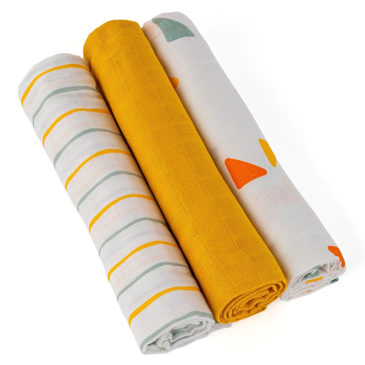 LaLoona Stoffwindeln Gelb, Mullwindeln 3er Pack 70x70 cm Baby Mulltücher Spucktücher - Baumwolle