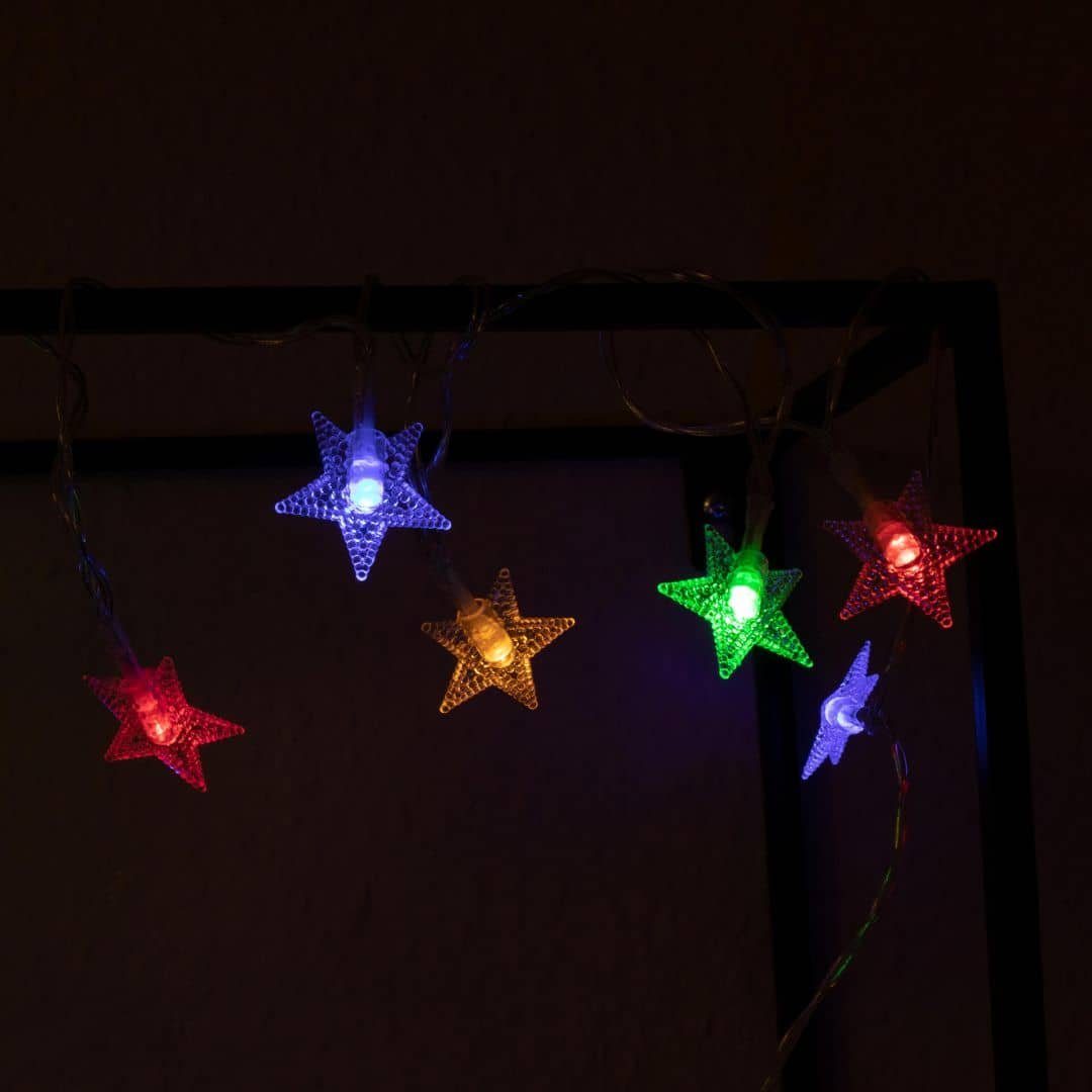 K&L Wall Art Hängedekoration bunte LED Lichterkette Deko Glühbirne Kugel Stern Schneeflocke (1 St), mit Fernbedienung und Timer- Funktion