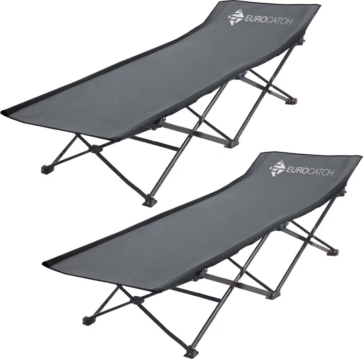 Eurocatch Campingliege Klappbares Feldbett 2 Stück - Campingbett Festival Grau