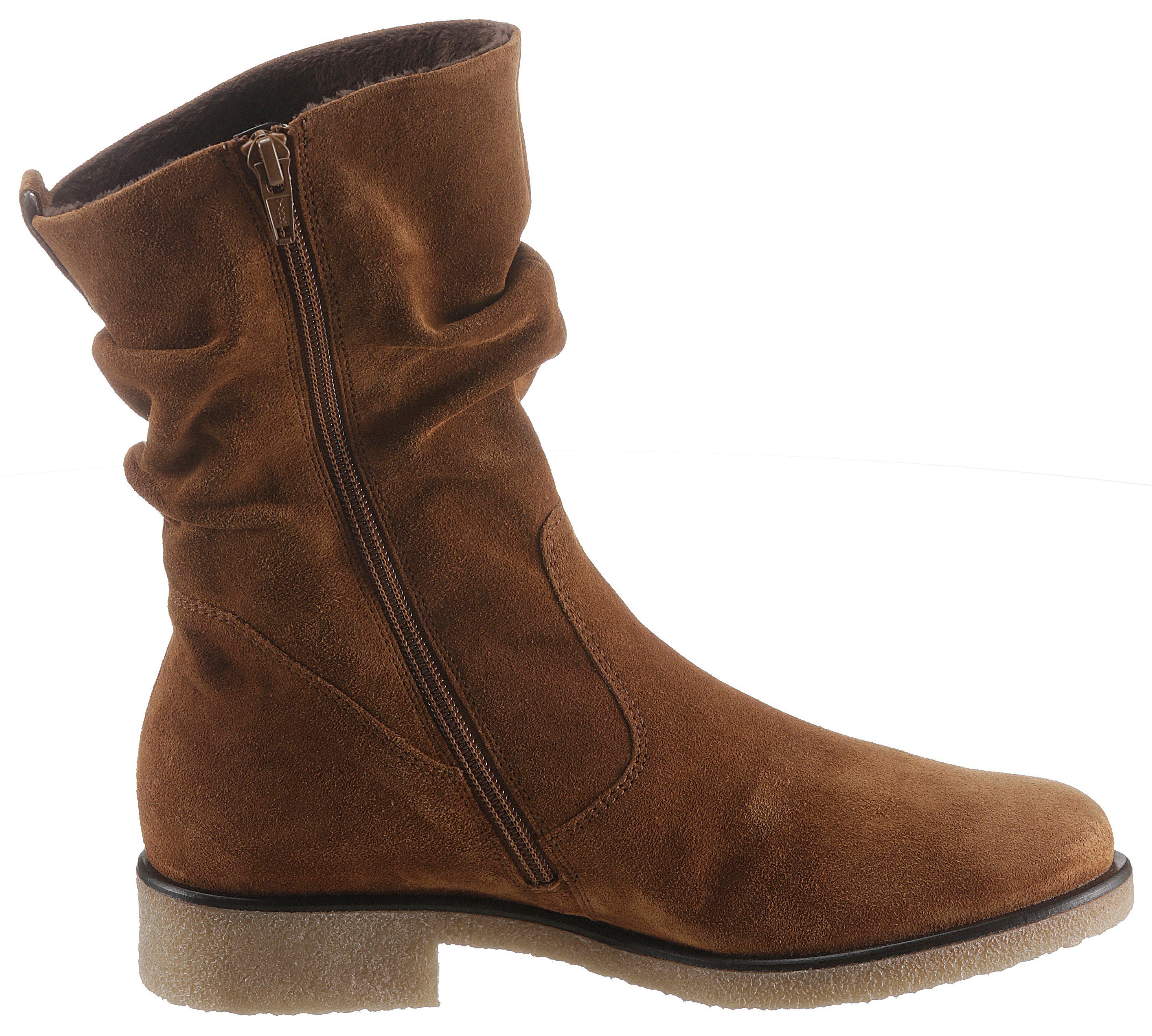 Schaft slouchy mit modischen am Raffungen Stiefel cognac Gabor