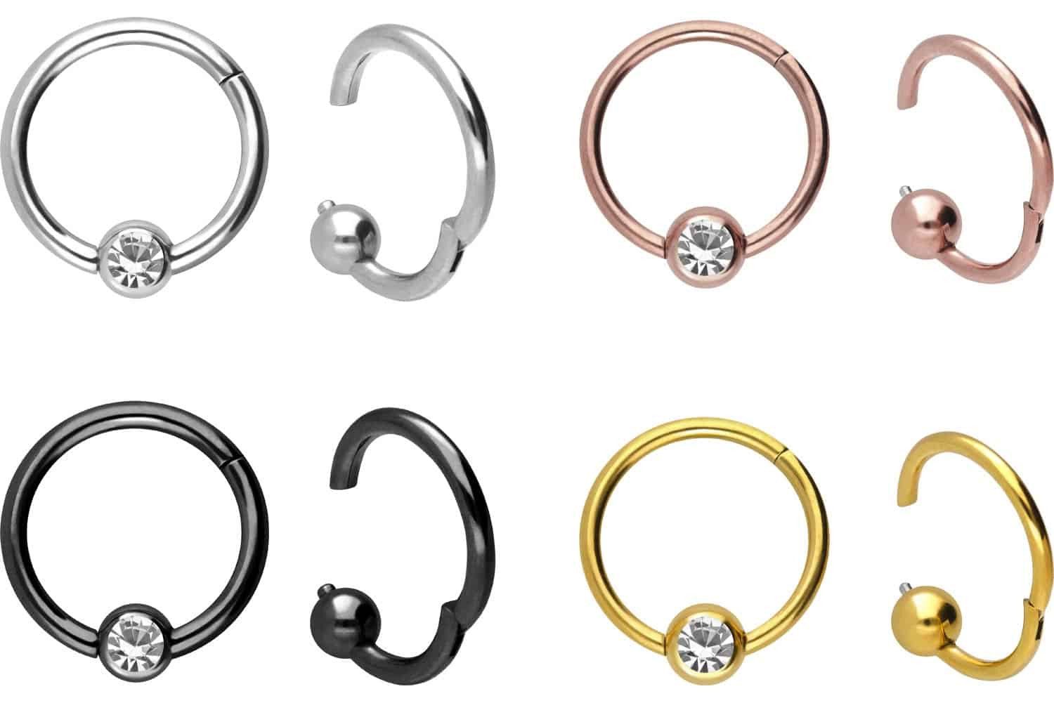 PIERCINGLINE Nasenpiercing Chirurgenstahl Segmentring Clicker KRISTALL Ohrp günstig online kaufen