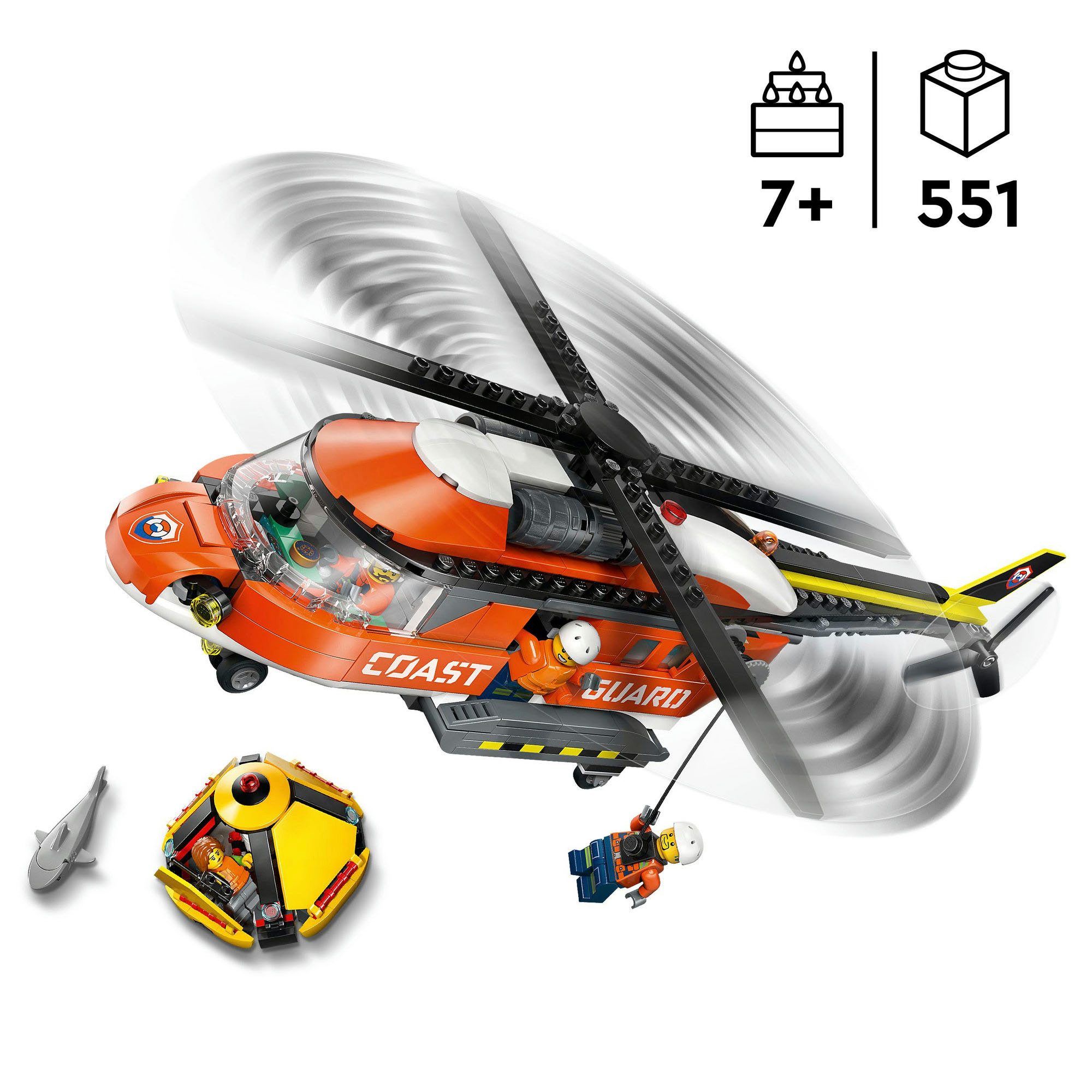 LEGO® Hubschrauber der Küstenwache (60503), LEGO City Konstruktionsspielsteine, (551 St), Made in Europe – Bild 3 von 5