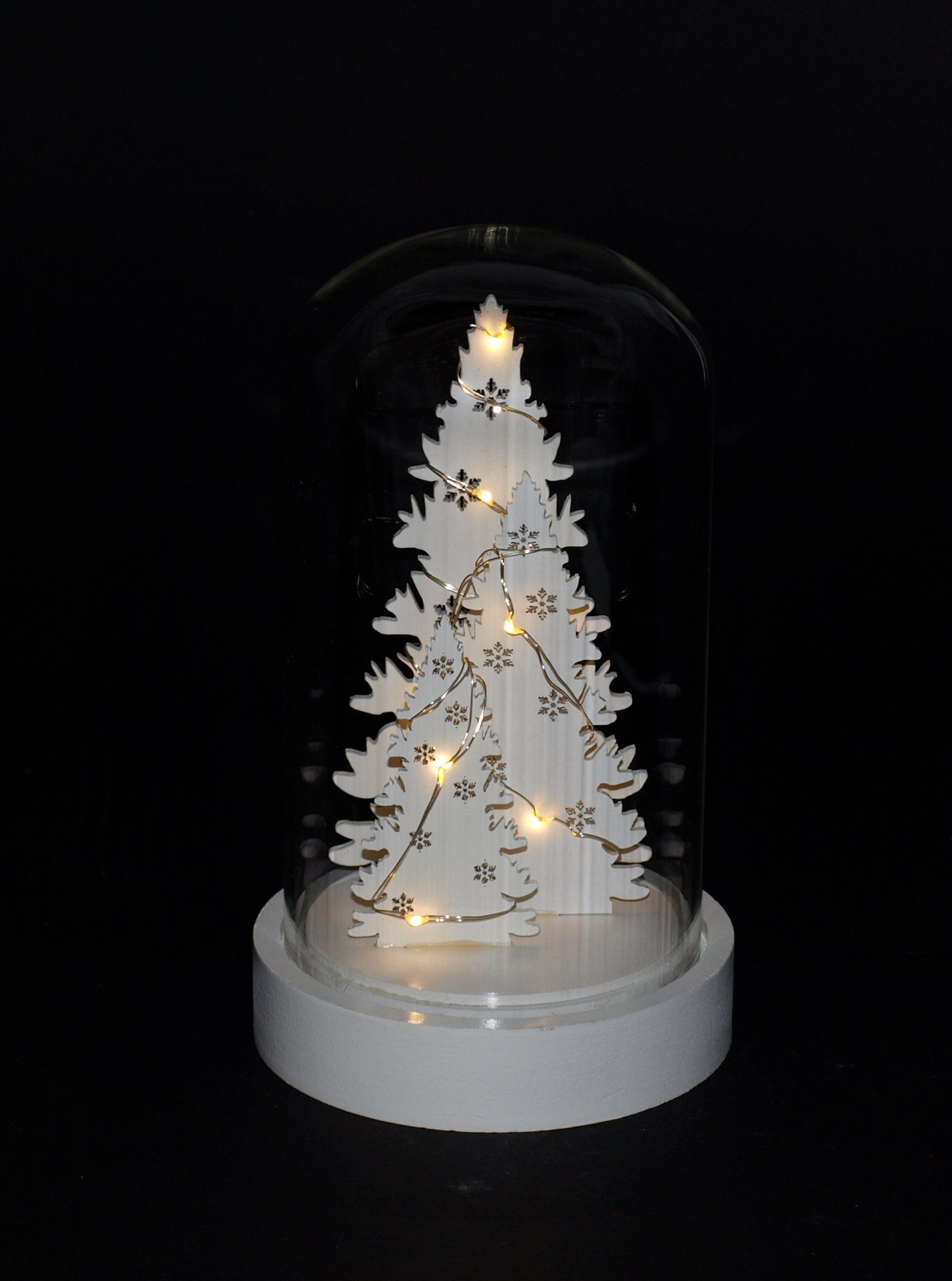 10 Dekoglocke Höhe Motiv 20cm, DEGAMO Batterie Weihnachtsszene LED Winterwald, warmweiss,