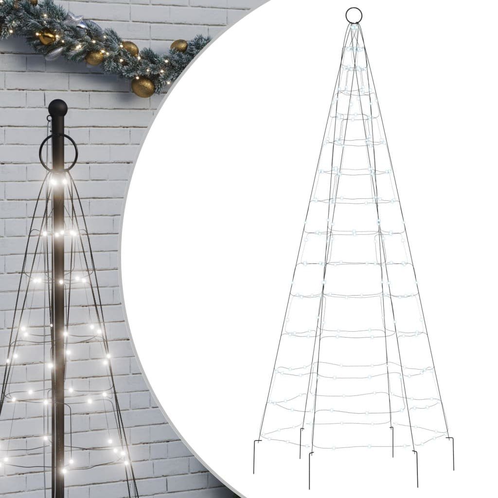 LED-Weihnachtsbaum 180 LEDs Kaltweiß cm 200 Fahnenmast Dekolicht für vidaXL Außenbereic