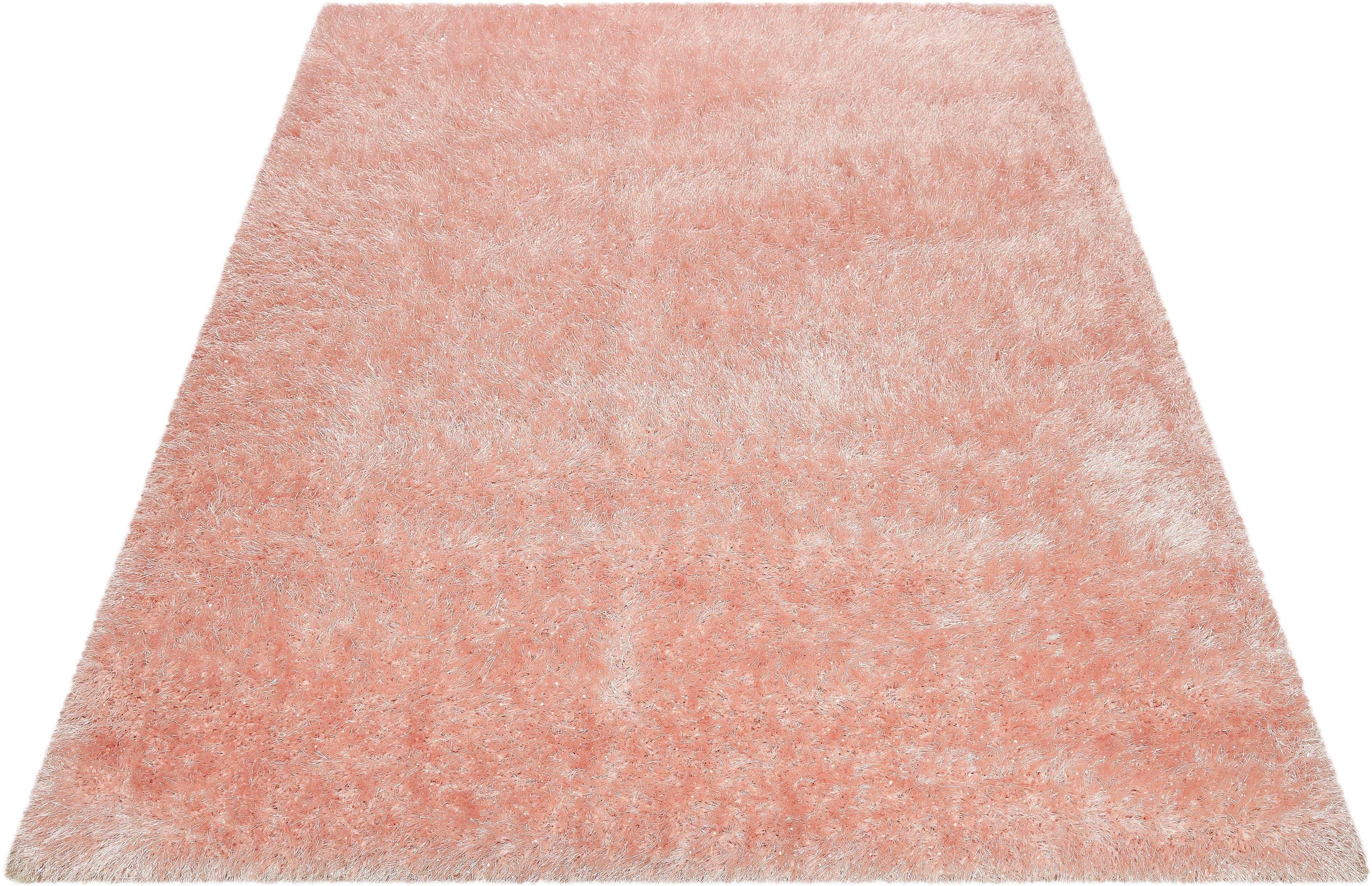 Wecon home Hochflor-Teppich Shiny Touch, rechteckig, Höhe: 70 mm, Glanzgarn, Wohnzimmer