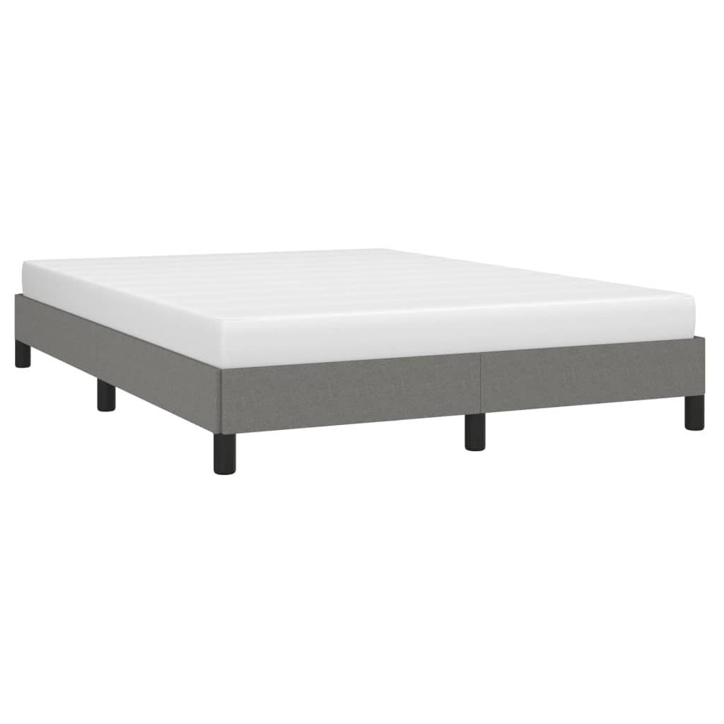 furnicato Bettgestell Dunkelgrau 203x143x25 cm Stoff und Massivholz (1-tlg), Atmungsaktives Schlafgestell mit Lattenrost und stabilen Stützbeinen