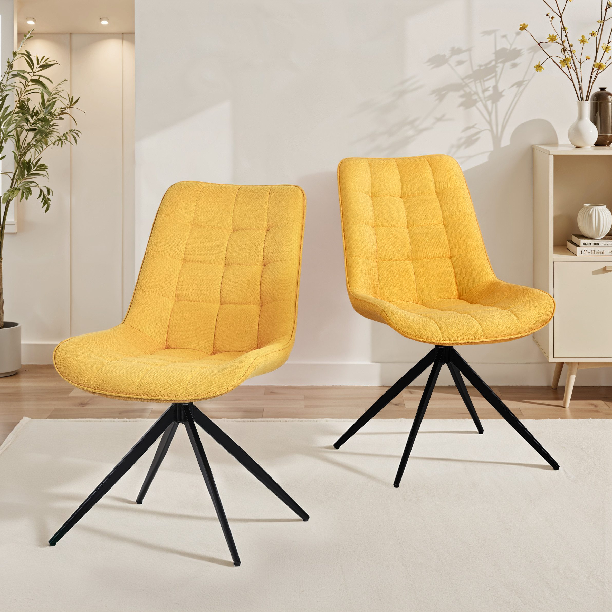 HOMAVO Esszimmerstuhl Stuhlset mit Drehfunktion in Lederoptik oder Stoff (2 St), EN 12520 geprüft, ergon. Rückenlehne, 360° Drehung