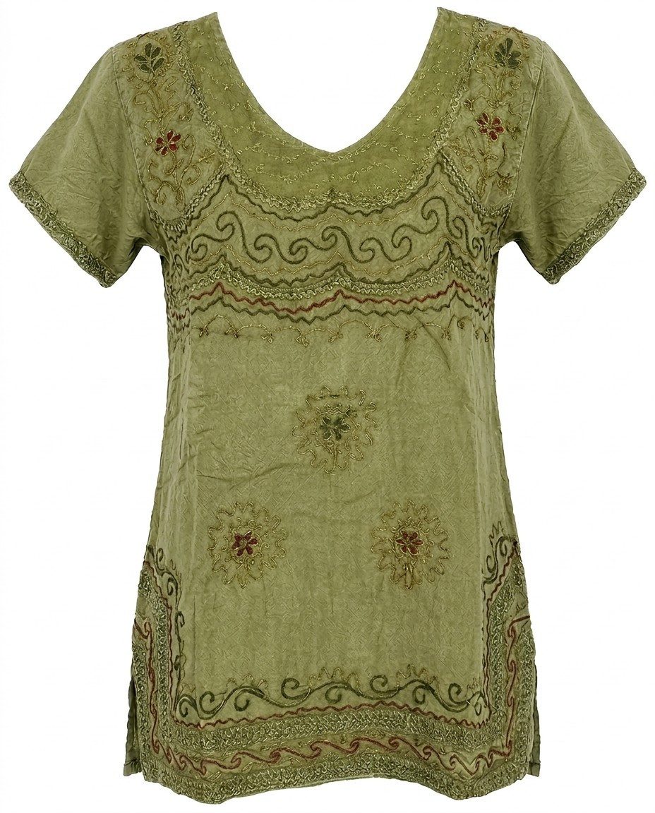 Guru-Shop Longbluse Bestickte indische Tunika, alternative Boho.. alternative Bekleidung