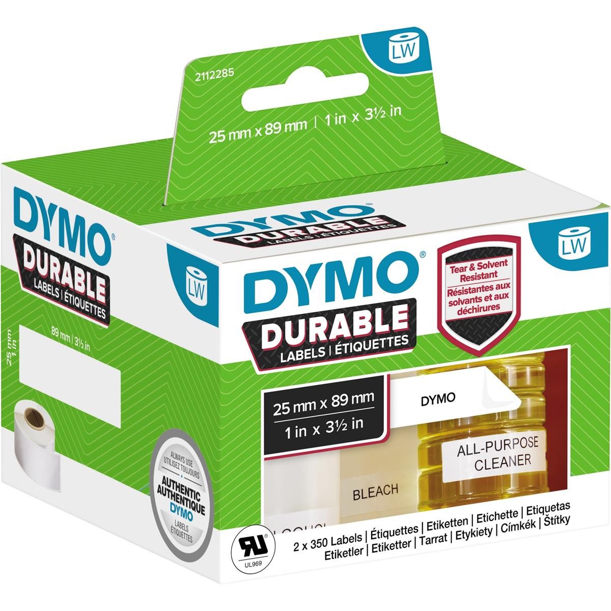 DYMO Etikettenrolle Dymo 2112285 LW-Kunststoff-Etiketten 25 x 89 mm 2x 350 St.