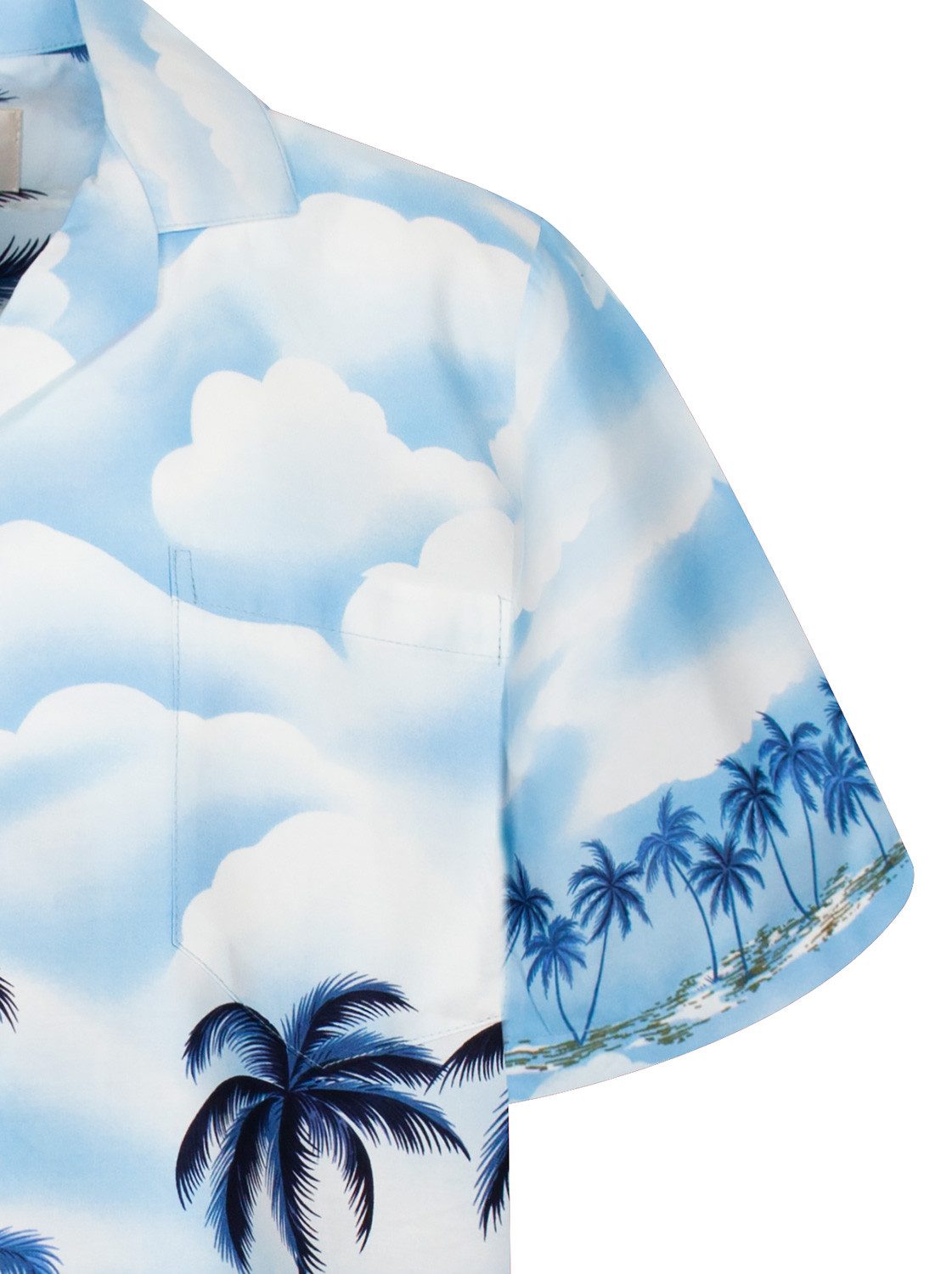 KY's Hawaiihemd "Palmbeach" Herren Kurzarm Baumwolle Kokosknöpfe Original Hawaii – Bild 4 von 5