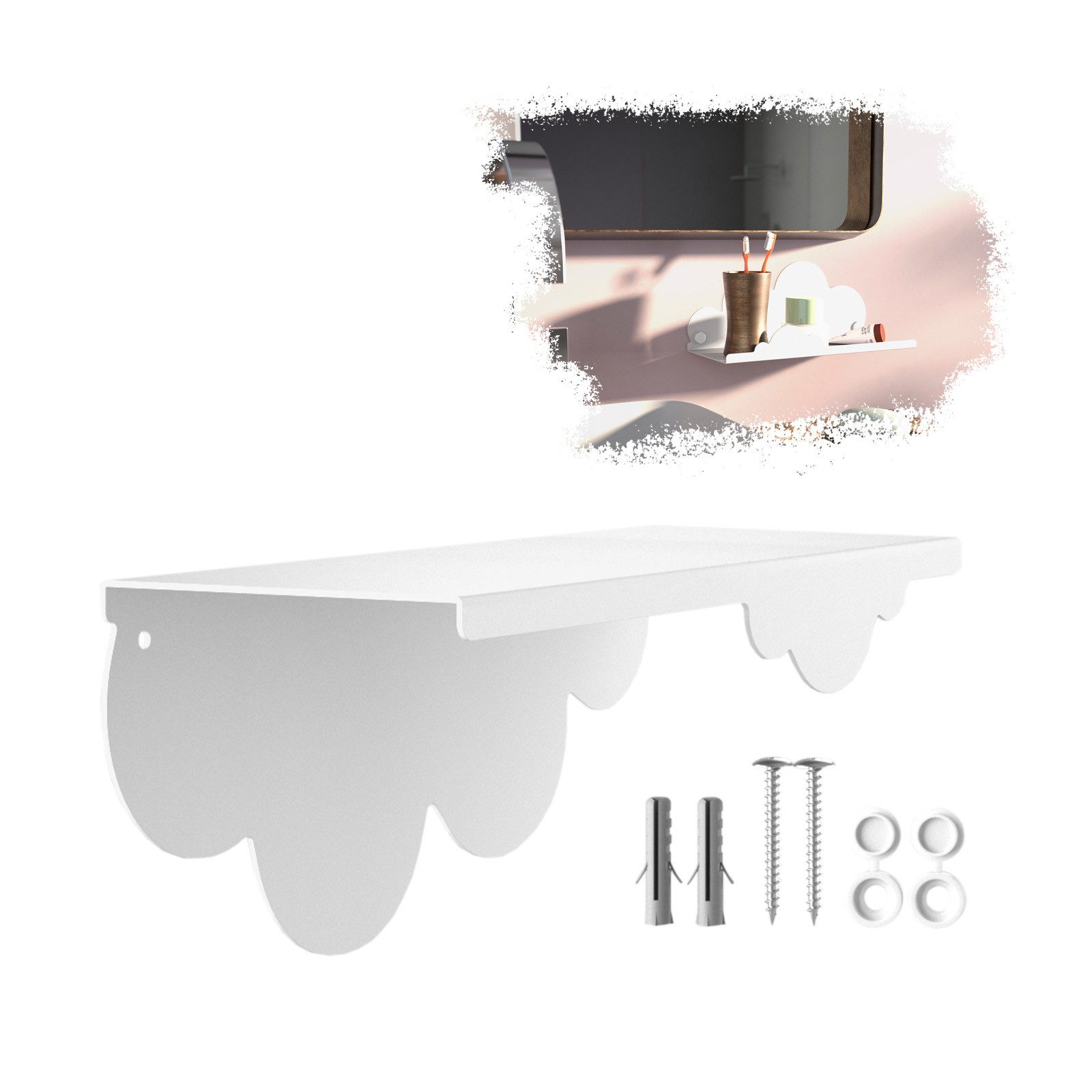 SO-TECH® Wandregal Schweberegal HOVER-XI 25 x 10 x 10 cm inkl. Befestigungsset, 1-tlg., Wandmontage, für Bad Küche oder Wohnzimmer, Weiß