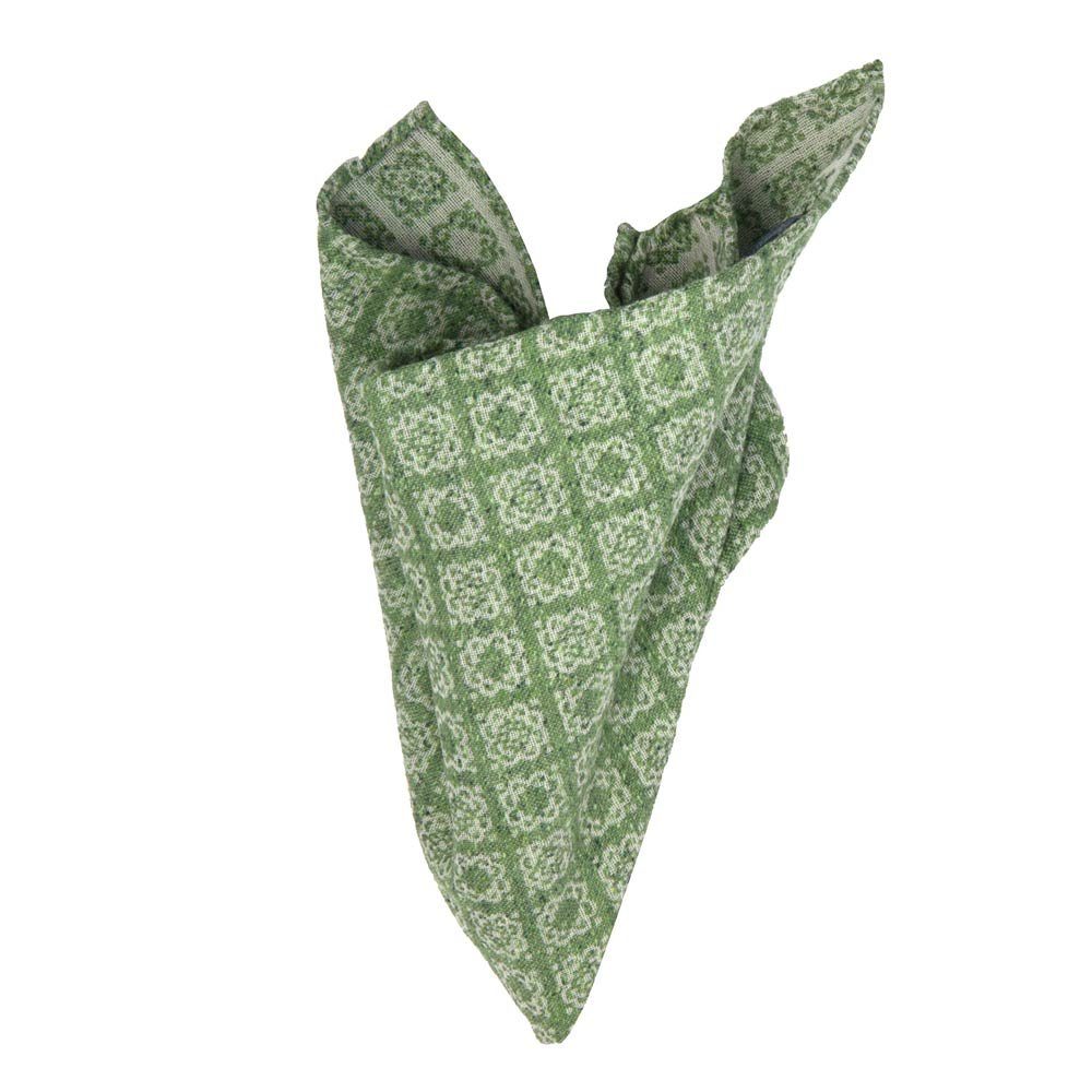 BGENTS Einstecktuch Handrolliert aus Seiden-/Baumwoll-Gemisch mit geo-Muster, Besonderer Eyecatcher Grün