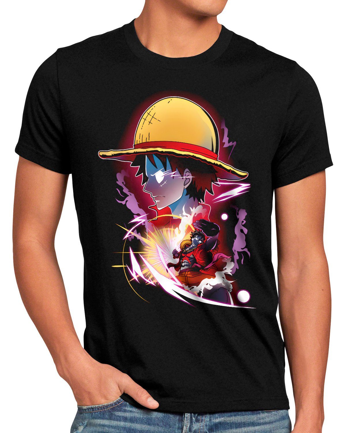 luffy Luffy one manga Herren piece Pirate style3 anime japan Print-Shirt T-Shirt