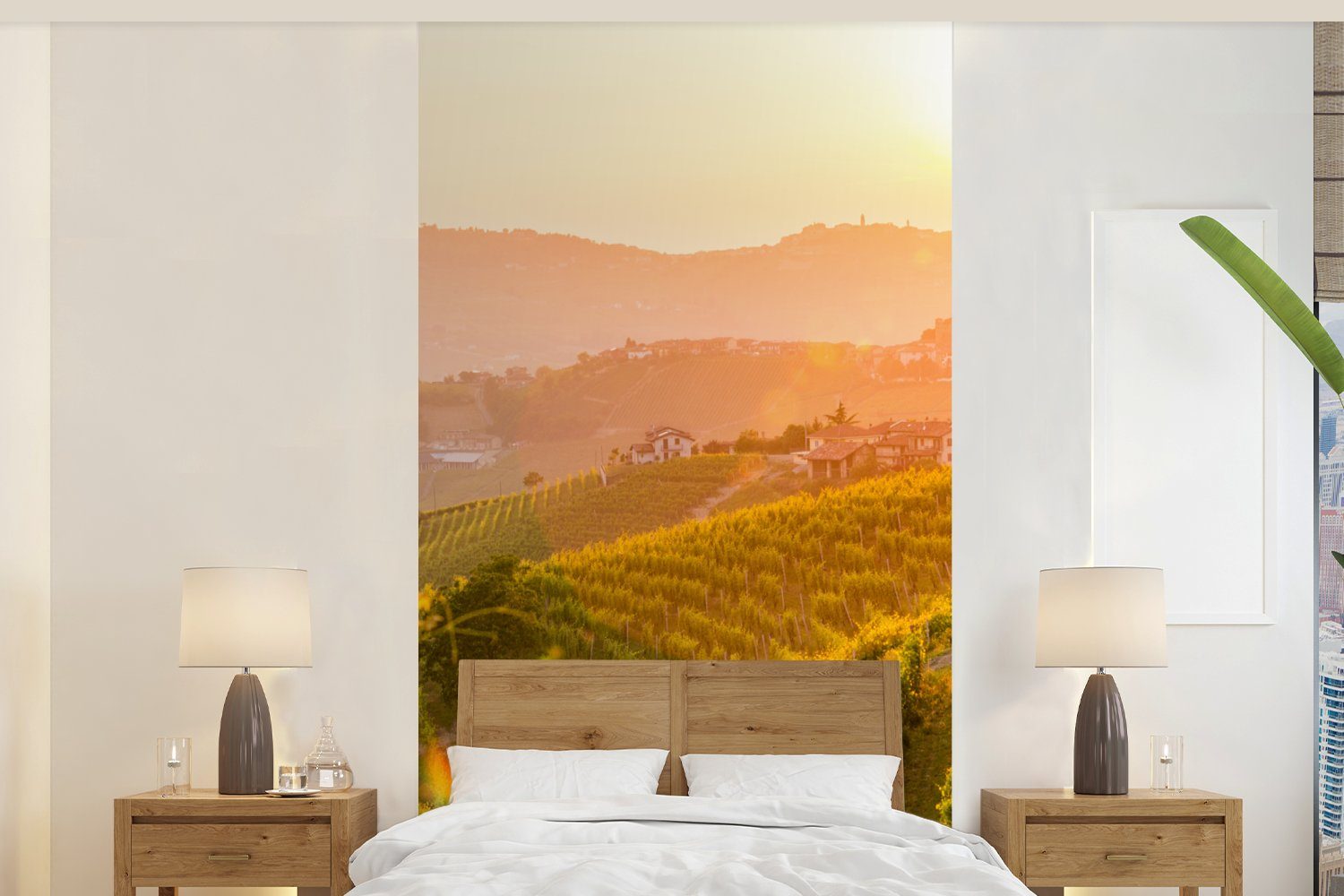 MuchoWow Fototapete Italien - Fototapete Sonne, bedruckt, (2 Küche, St), für Wohnzimmer Weinberg - Schlafzimmer Matt, Vliestapete