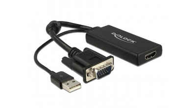Delock Modem DeLOCK VGA zu HDMI Adapter mit Audio schwarz