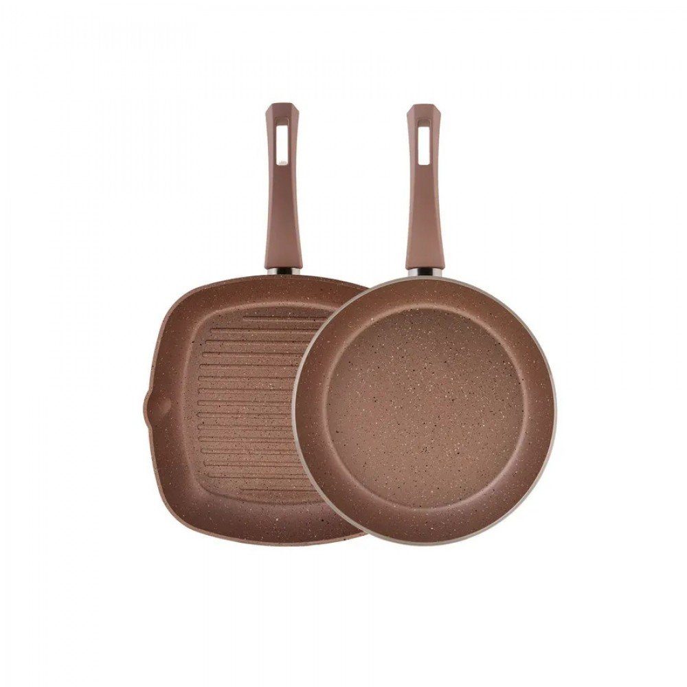 Karaca Сковороды-Set Karaca Biogranite Induktion Сковороды Set 2 Teiliges Roségold, Bratpfanne Eierpfanne Eierpfannenset Bratentopf Stieltopf