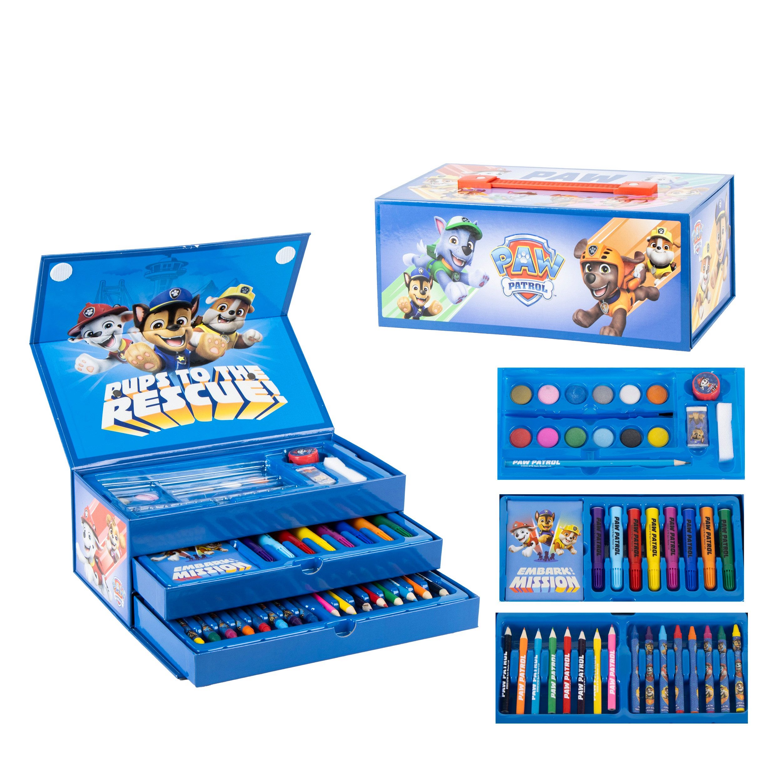 PAW PATROL Federmäppchen Kinder Malkoffer, 68-teilig, PAW PATROL Malset mit Buntstifte etc., (Paw Patrol)