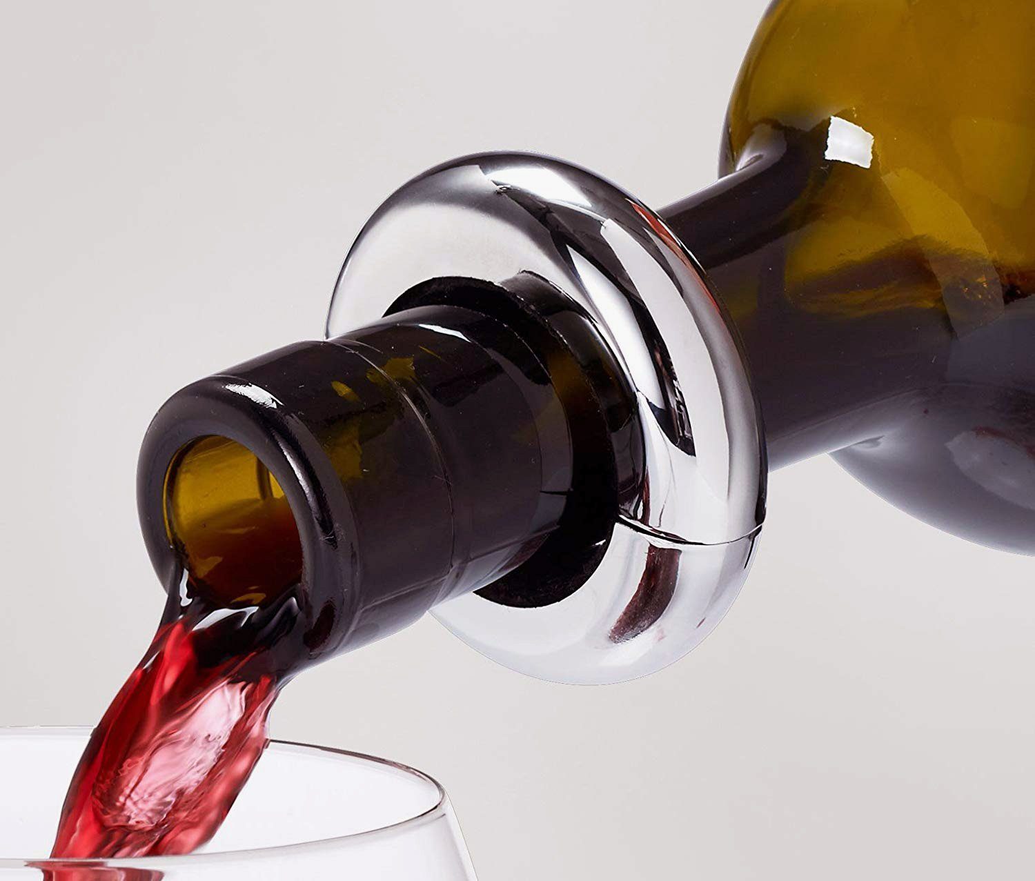 EDZARD Weinflaschenöffner Magnetum, Weinflaschen-Zubehör, Tropfenfänger, edel versilbert