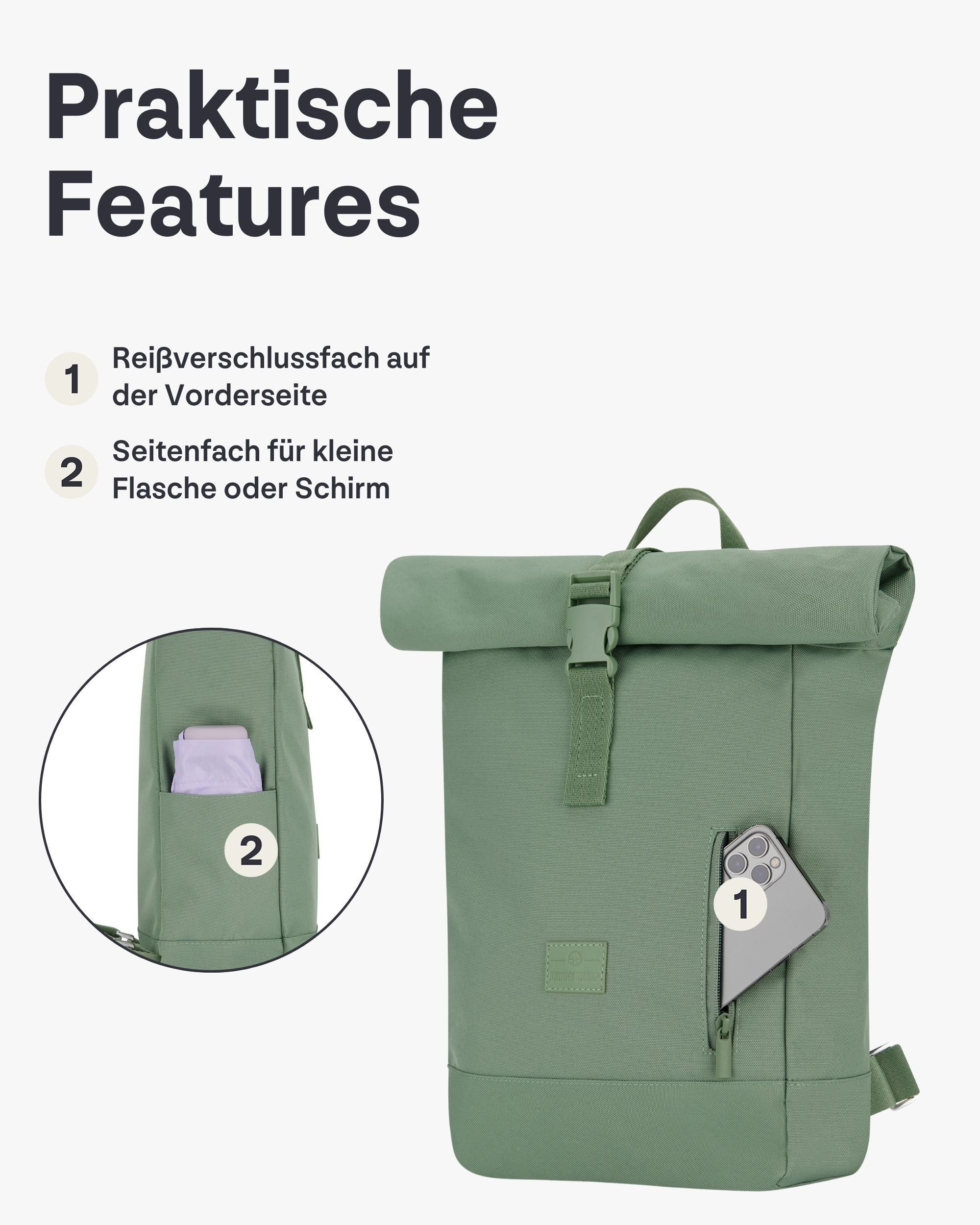 Johnny Urban Cityrucksack Robin Small, Rolltop Damen Herren (1-tlg), Wasserabweisend