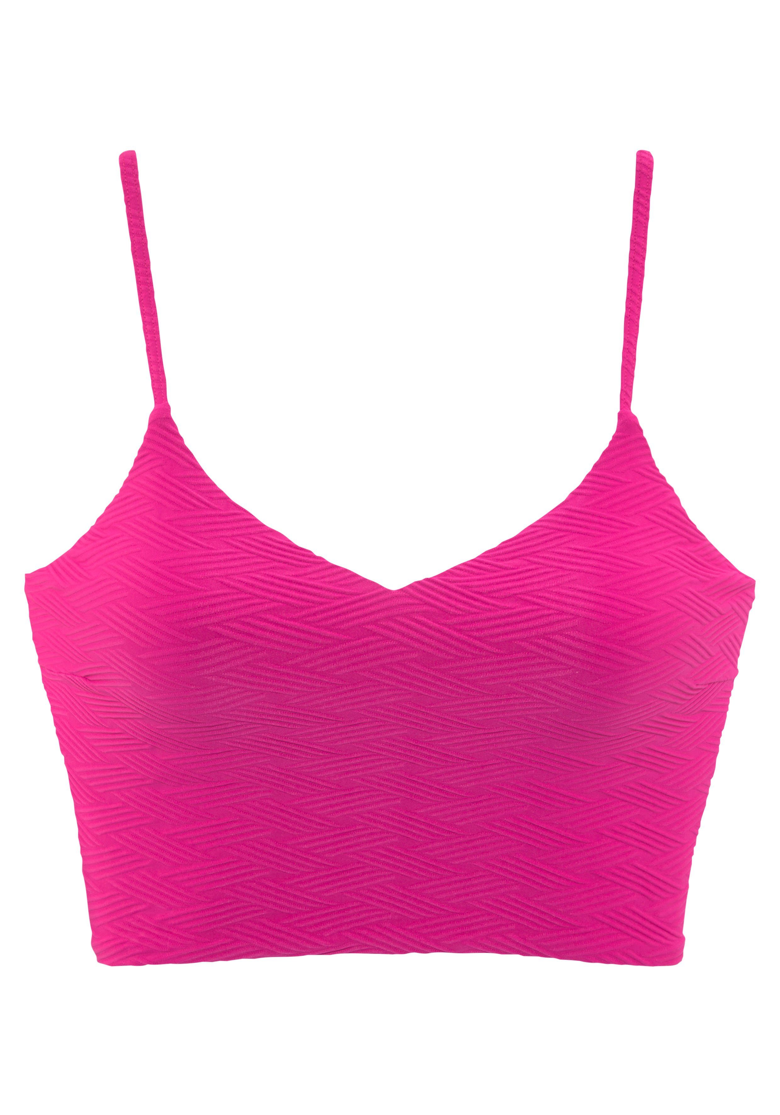 Sunseeker Crop-Bikini-Top Loretta, mit pink Strukturmuster