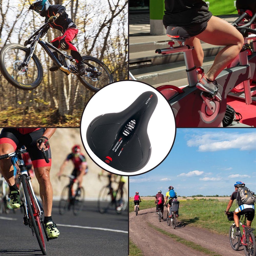 Feel2Home Fahrradsattel Fahrradsattel Ergonomischer Sitz Gel Schaum Rückstrahler rot und blau (Stück, mit Sattelbezug), Atmungsaktiv