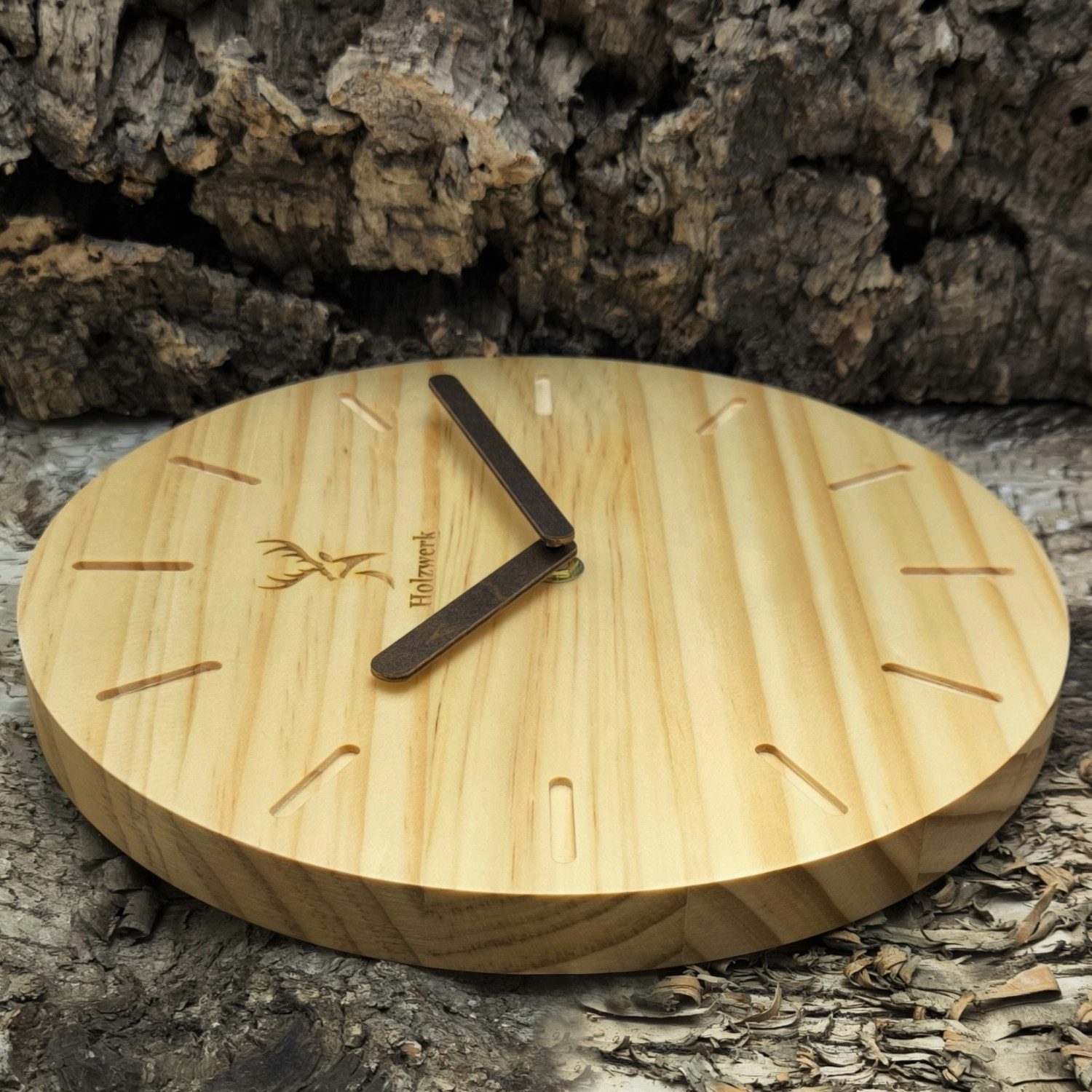 Holzwerk Wanduhr Moderne Designer Holz Quarz Wand Uhr (Nahezu lautloses Uhr günstig online kaufen