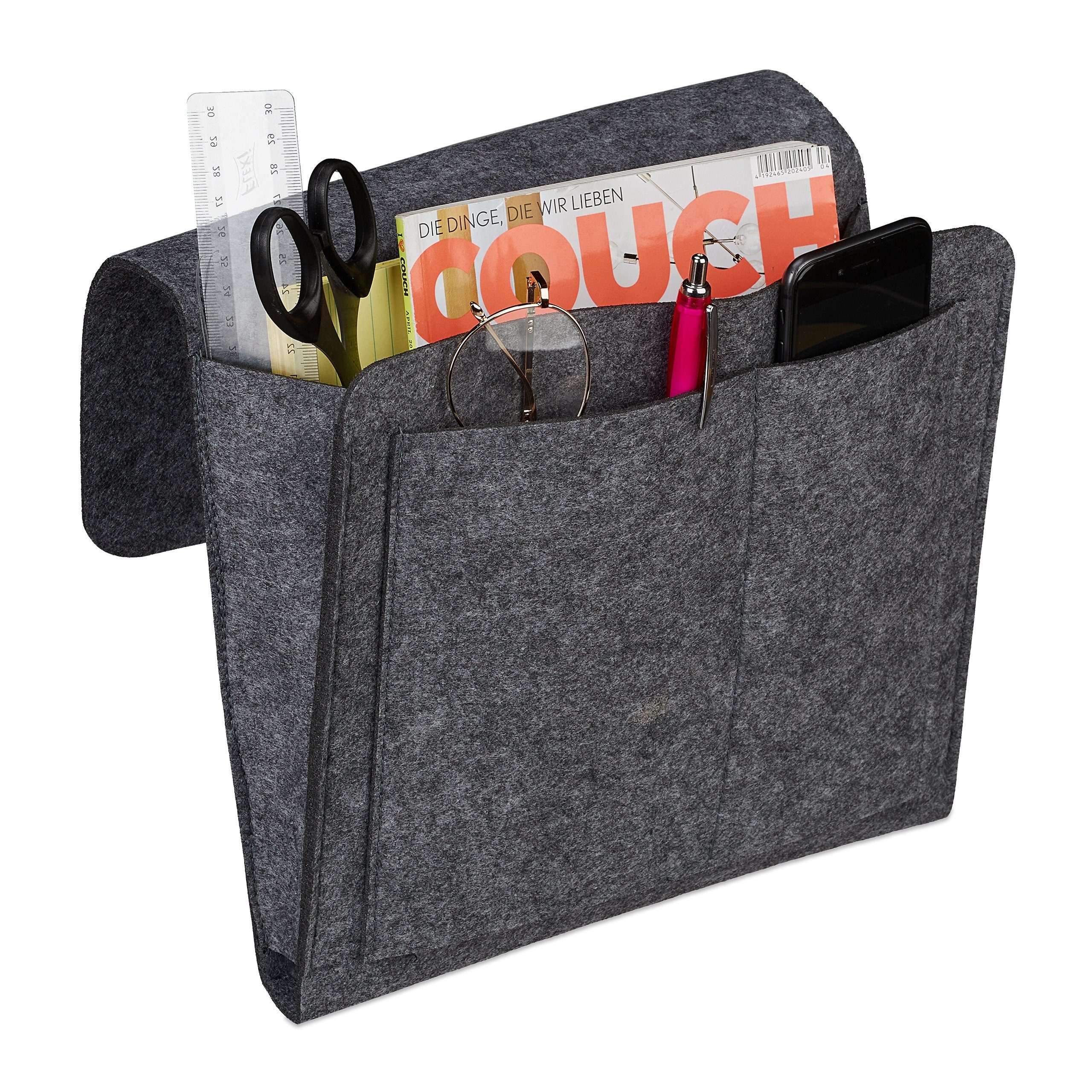relaxdays Betttasche aus Filz (1-tlg), Dunkelgrau