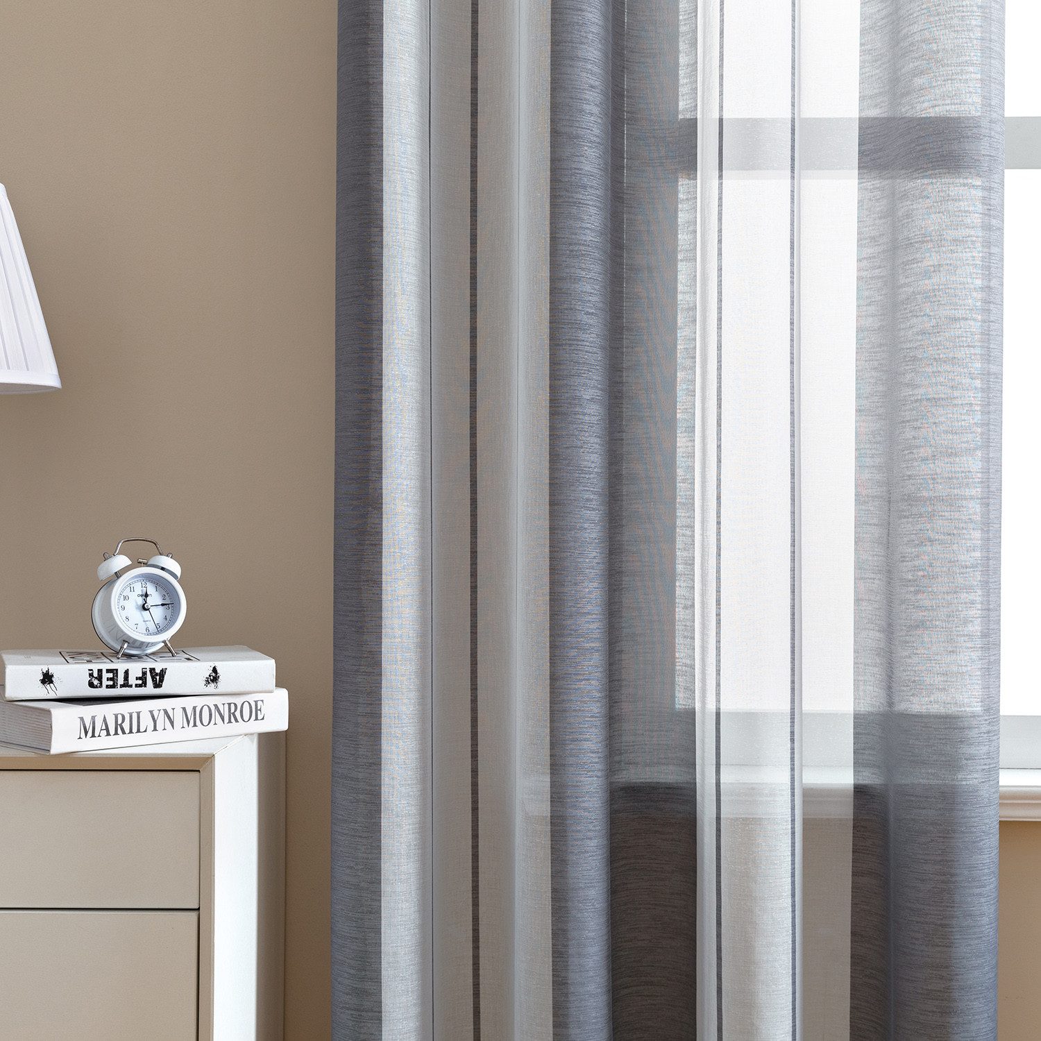 BYSURE Vorhang Gestreift Voile Vorhänge (2 St), Ösen, halbtransparent, Voil günstig online kaufen