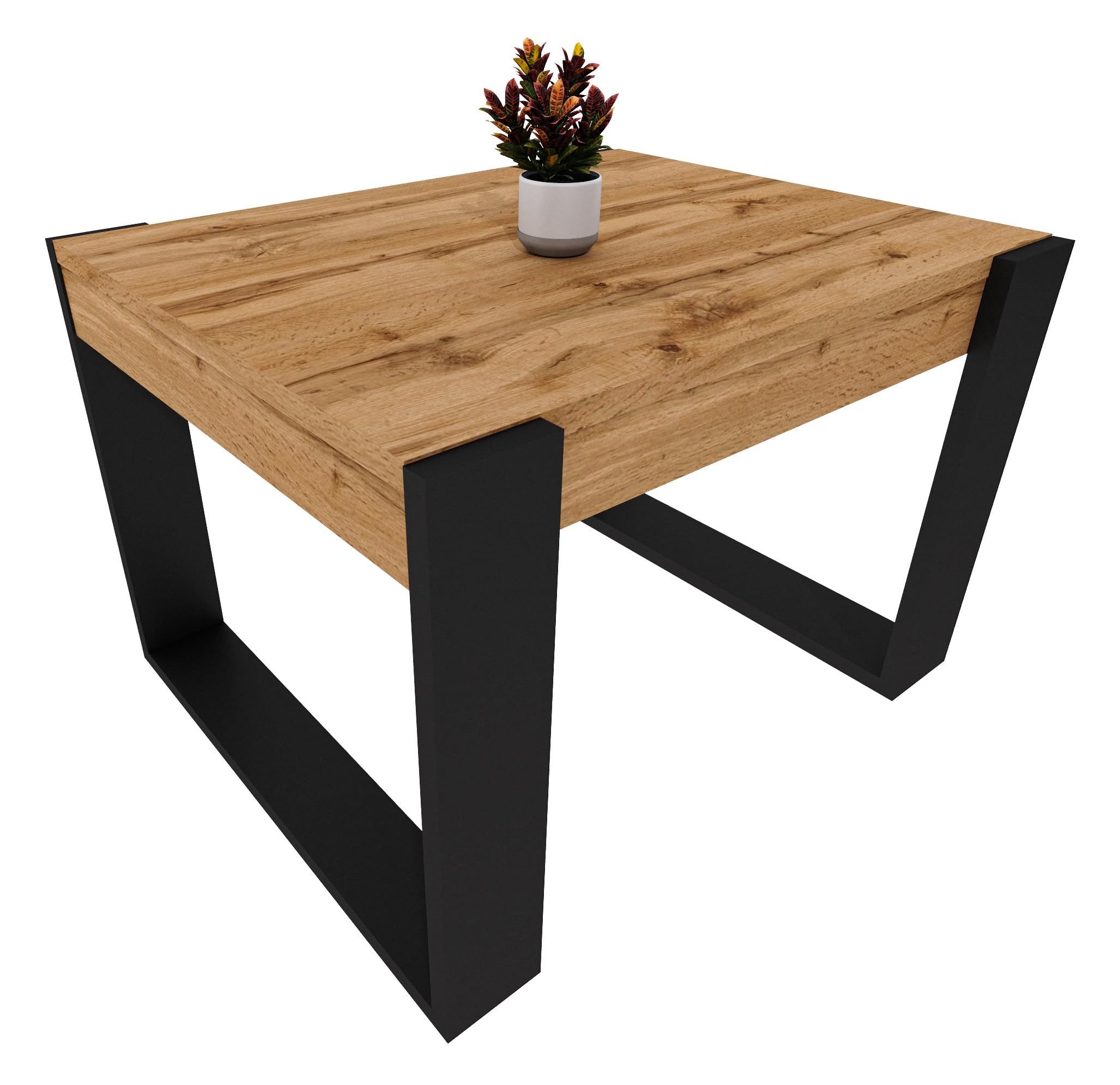 TREND WERK Moderner Wohnzimmertisch im Retro Loft Design (Stabiler & Kratzfester Sofatisch mit Pflegeleichter Oberfläche), verfügbar in 92x53,6x44 cm und 68x53,6x44 cm