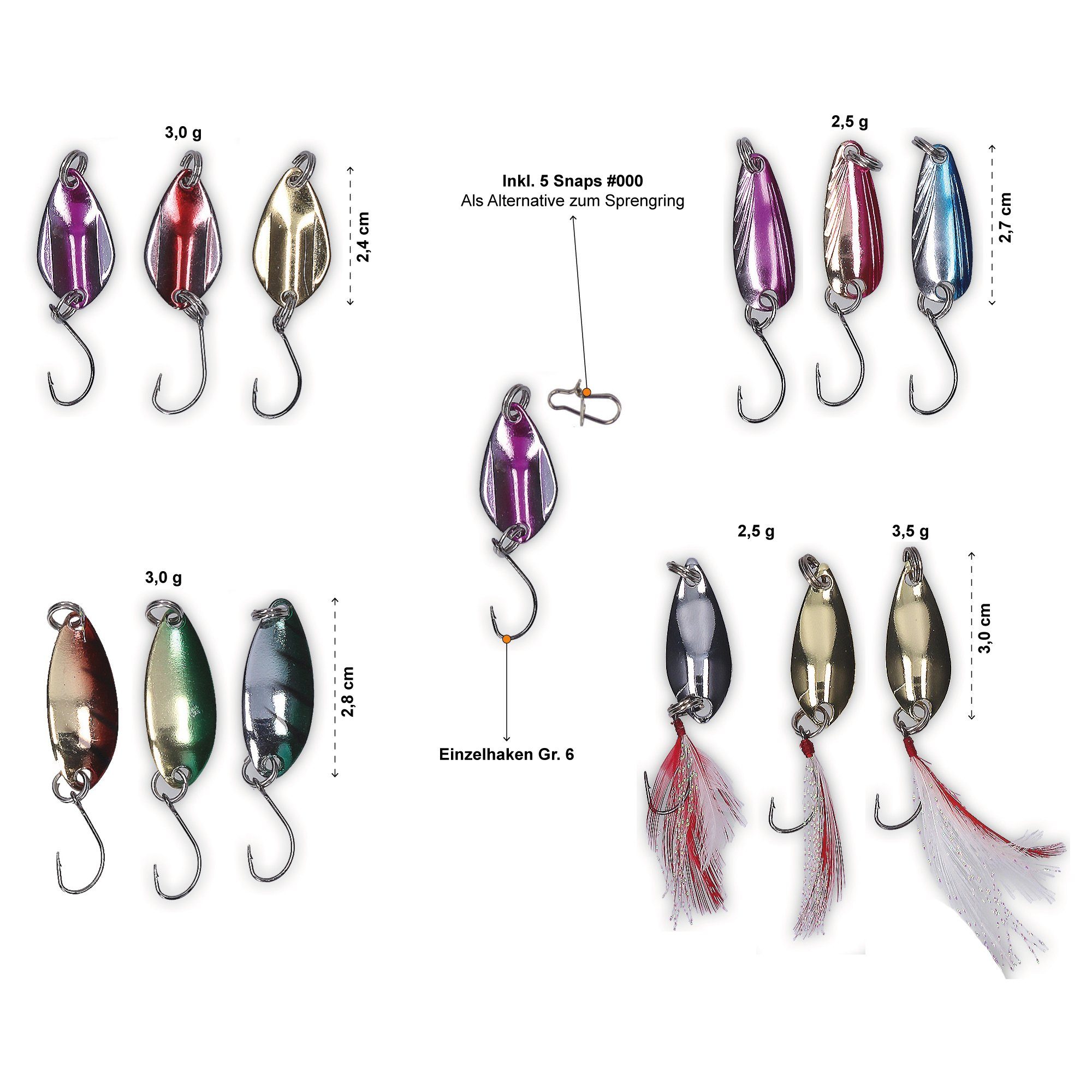 Zite Kunstköder Forellen-Blinker auch Barsch/Saiblinge Box Trout 13 Set Spoon tlg. für