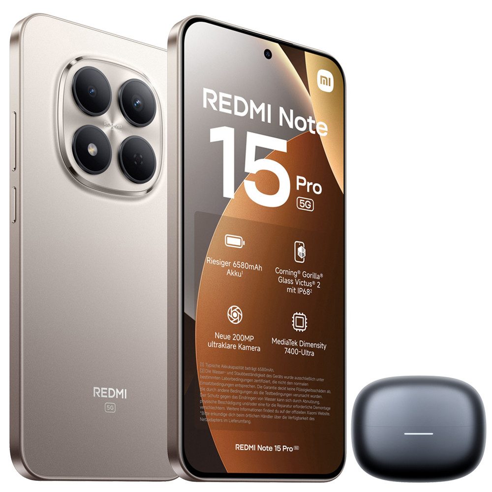 Xiaomi Redmi Note 15 Pro 5G 12+512GB Smartphone & Bluetooth Kopfhörer Handy (200 MP Kamera)