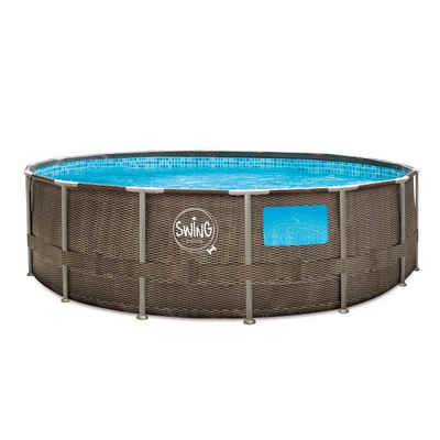 Poolomio Framepool METAL FRAME SWING Pools im Korbflecht-Design 457 x 122 cm (Packung)