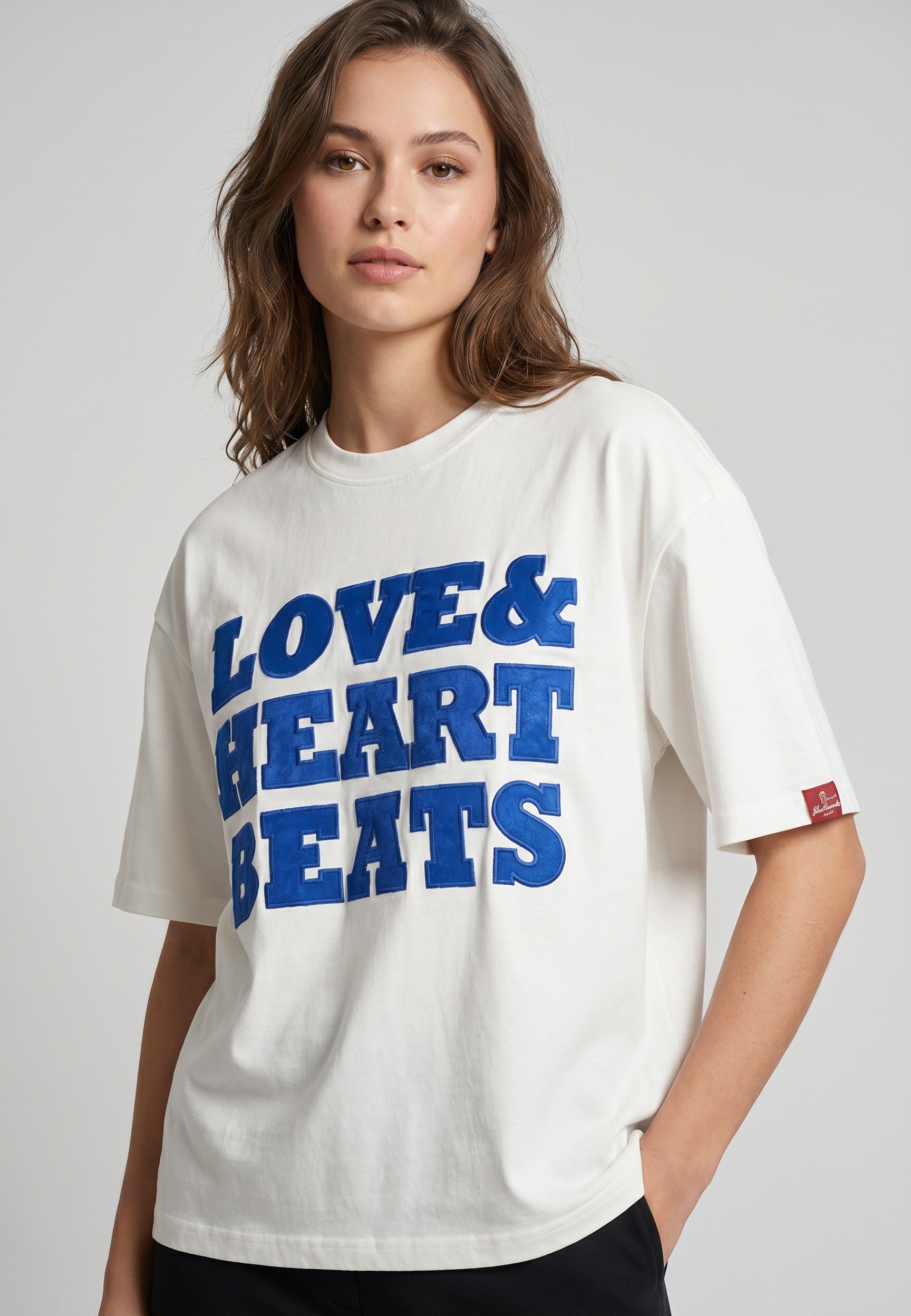 Eight2Nine T-Shirt Damen Baumwollshirt mit Applikation Oversized Fit, verschiedene Statements