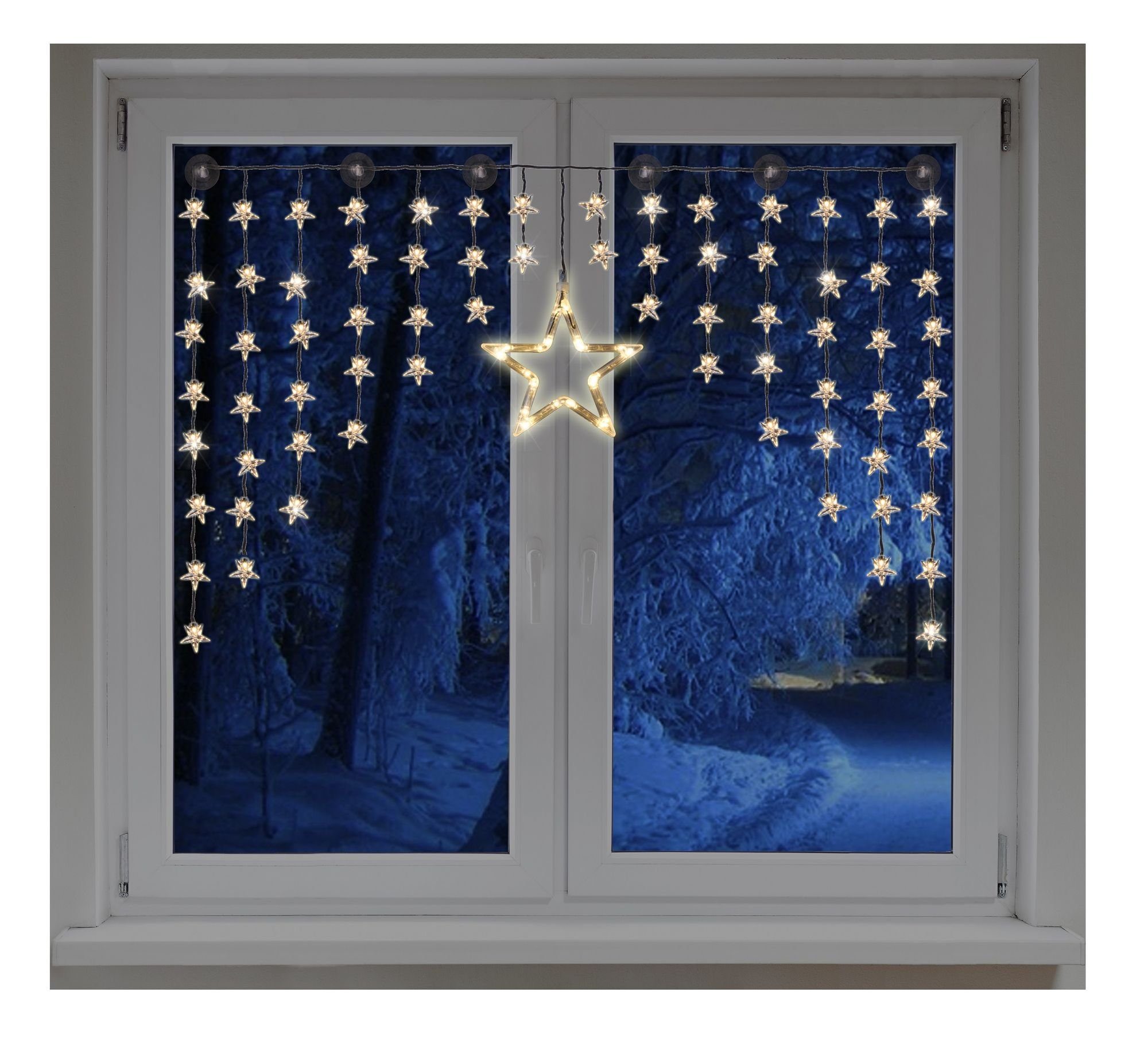GartenHero LED-Lichtervorhang LED Lichterkette Sterne Lichterschlauch Sternenvorhang Lichtervorhang