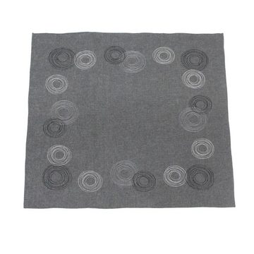 Home-trends24.de Tischdecke Kreise grau Stickereien Tischläufer 85 x 85 cm