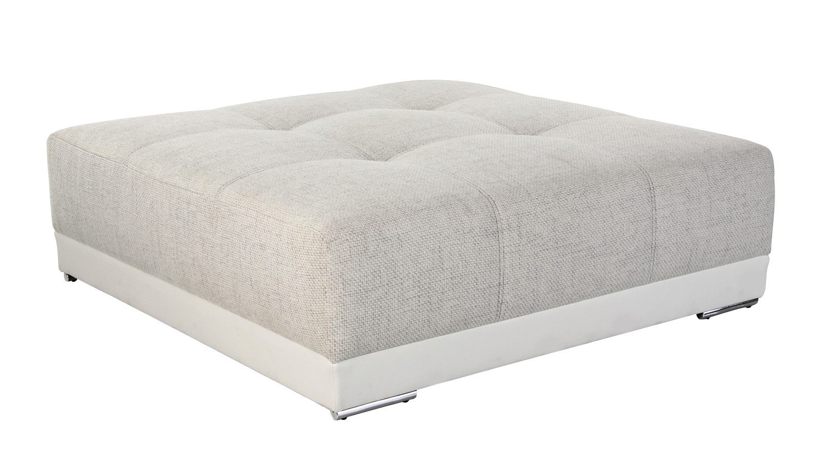 luma-home Polsterhocker 15138 (XXL-Hocker 120x120 cm mit Federkernpolsterung, passend zum Big Sofa), Kunstleder Weiß und Web-Strukturstoff Grau Beige