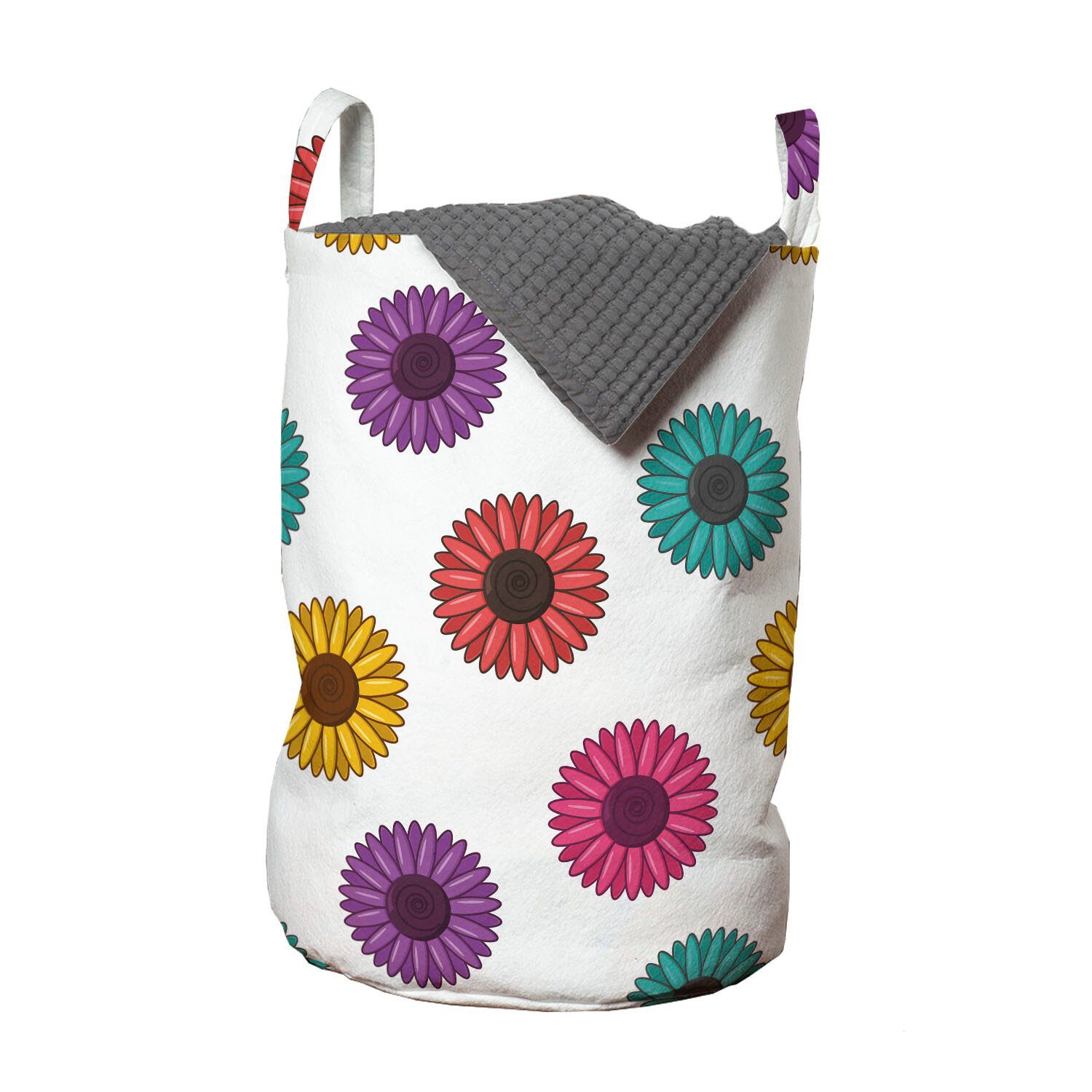 Abakuhaus Wäschesäckchen Wäschekorb mit Griffen Kordelzugverschluss für Waschsalons, Blumen Blüten Blütenblätter Sommer