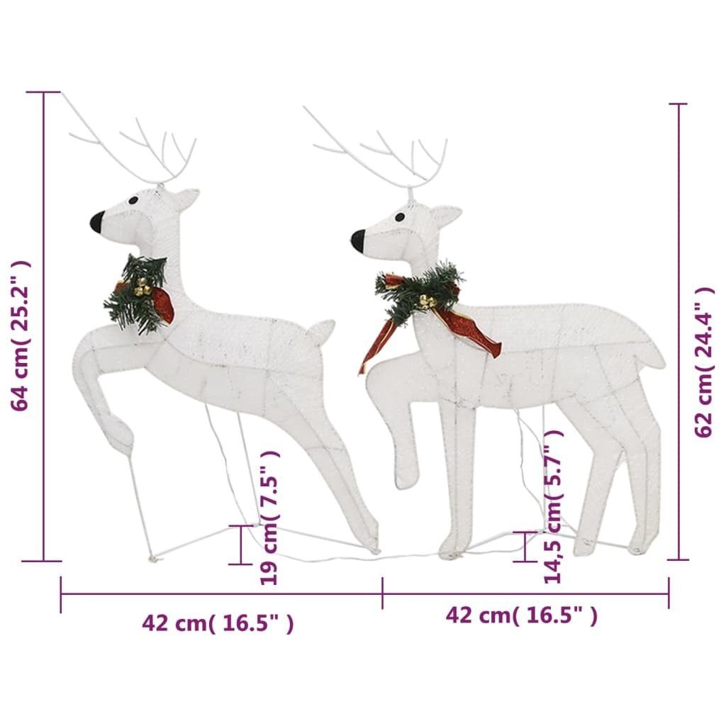 möbelando cm Abmessungen Weiß. Mesh, 40 (H) aus LEDs 3013528 (2er-Set), 64 Weihnachtsfigur in mit Metall