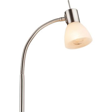 etc-shop Stehlampe, Leuchtmittel nicht inklusive, Stehlampe Wohnzimmerleuchte Metall Glas nickel Spot beweglich H 146 cm